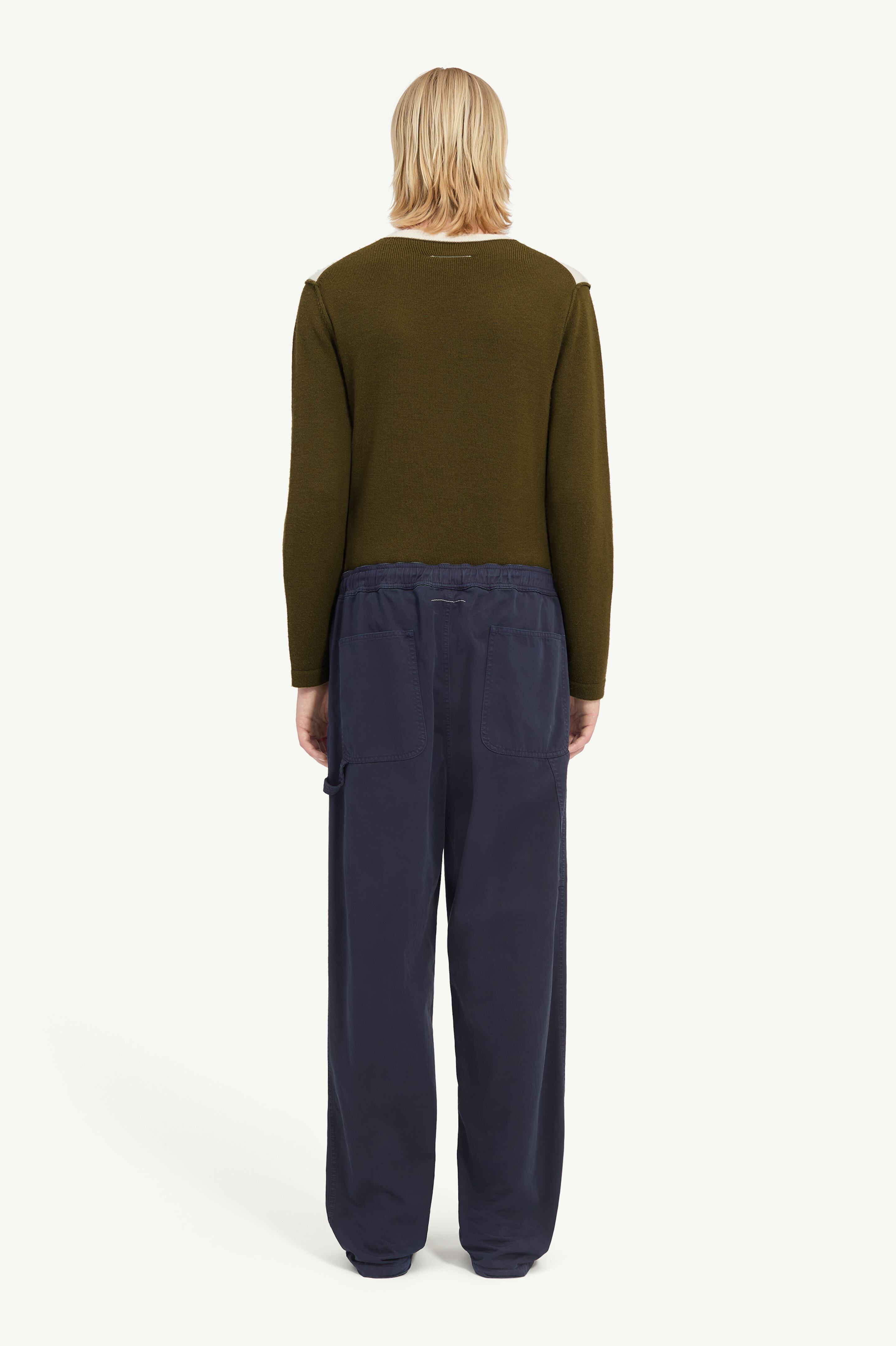 Blue Overdyed gabardine wide-leg trousers | MM6 Official