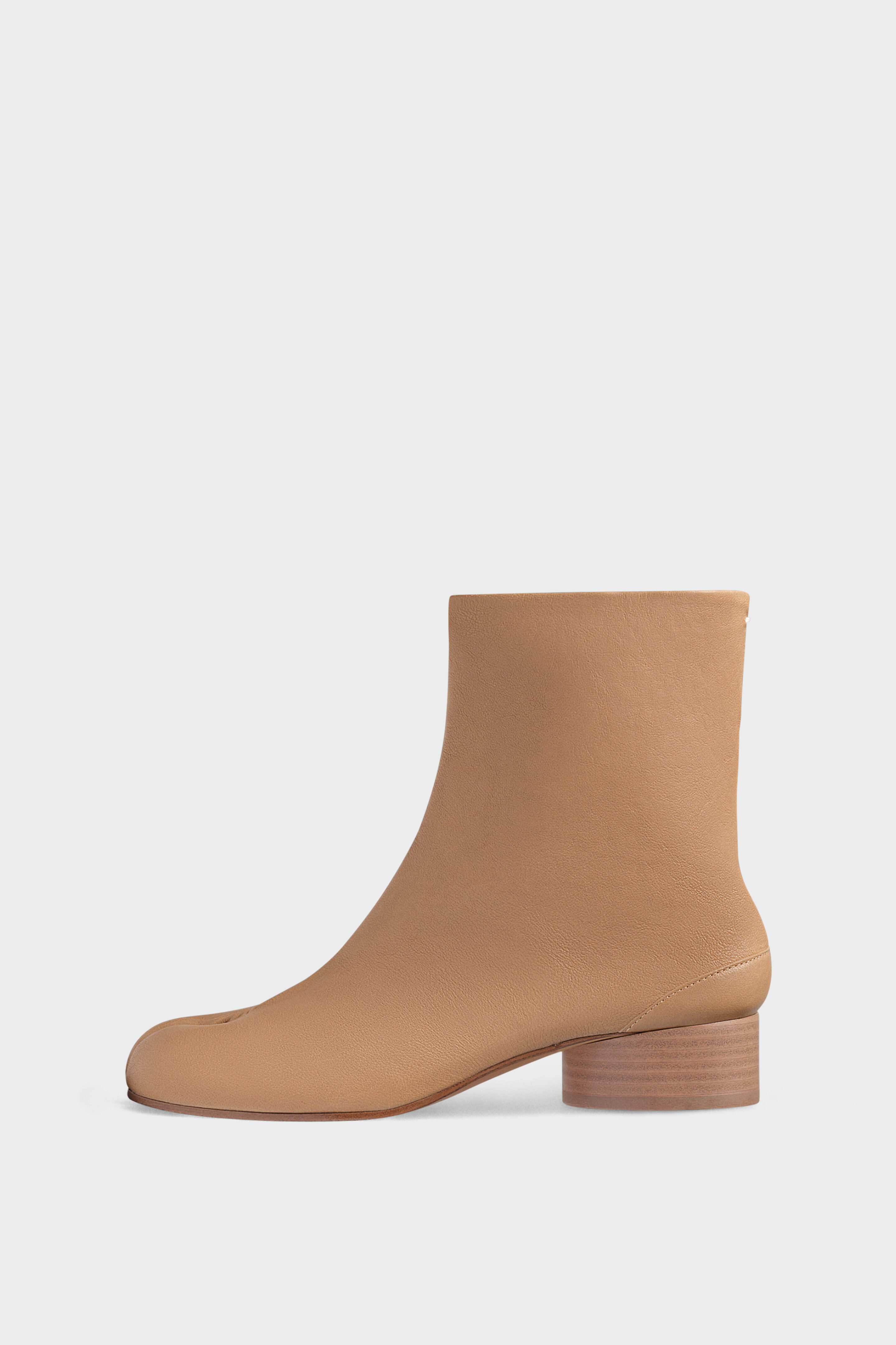 Women's Brown Leather Low-Heeled Tabi Chelsea Boots