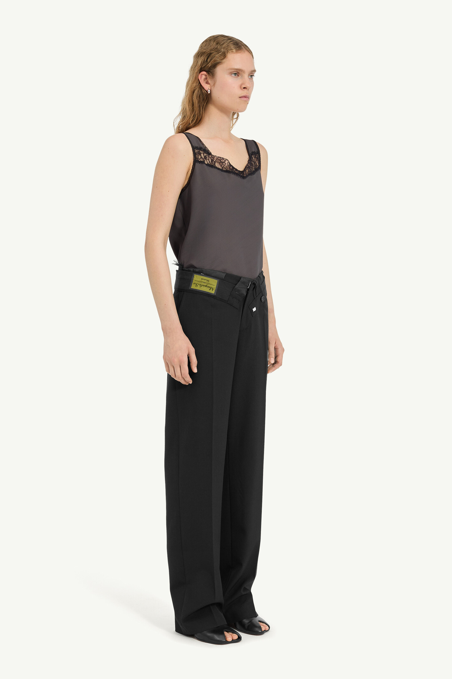 Black Reverse waistband trousers | MM6 Official