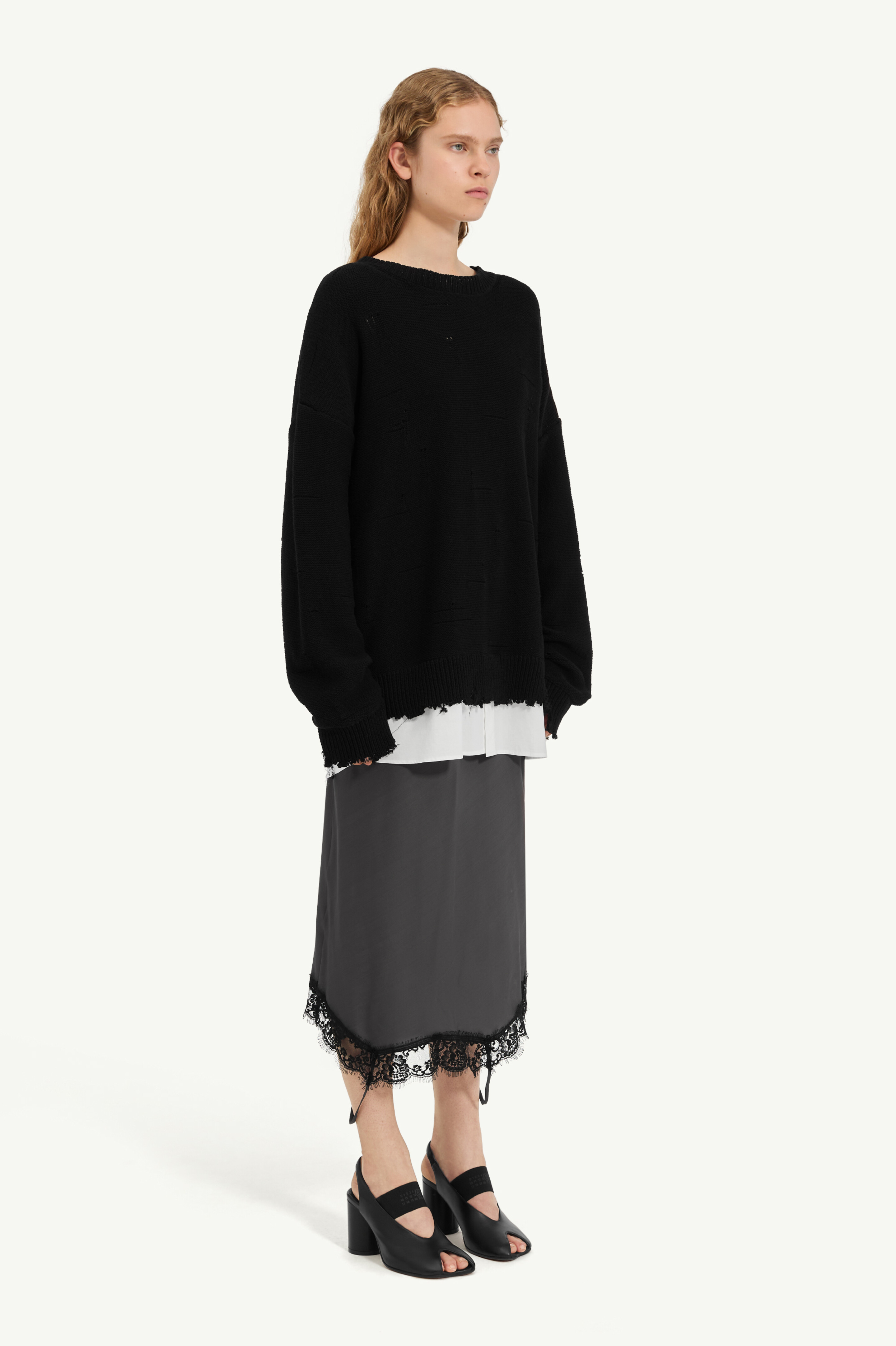 Distressed hem sweater Black | MM6 Official
