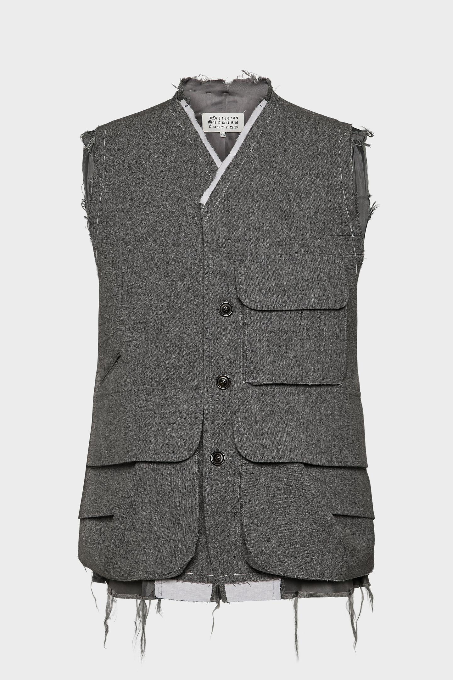 Maison Margiela ダークグレー ウールジャケット 中古・古着通販】Maison Margiela (メゾンマルジェラ) ノーカラー