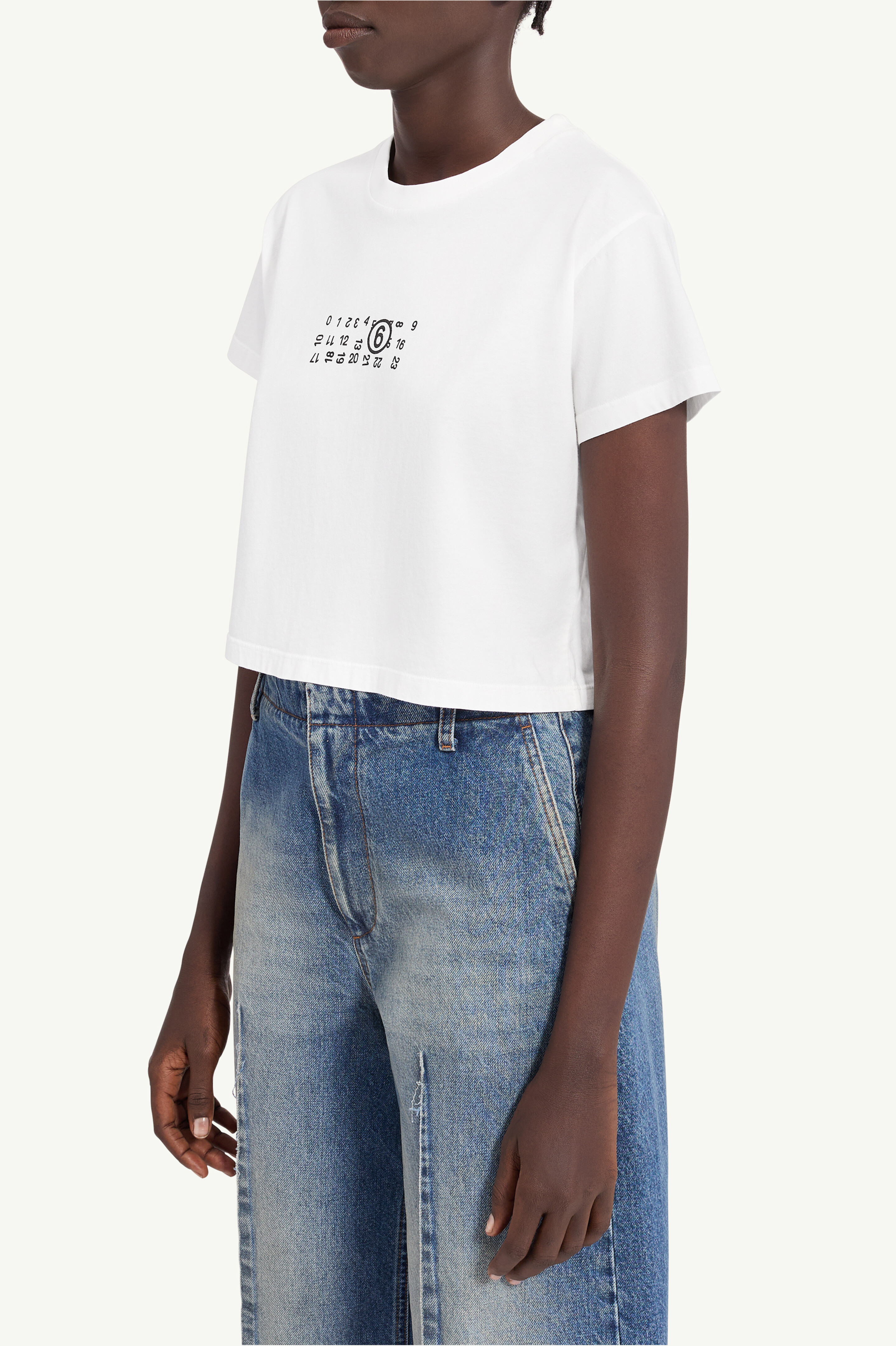White Flipped-print overdyed T-shirt | MM6 Official