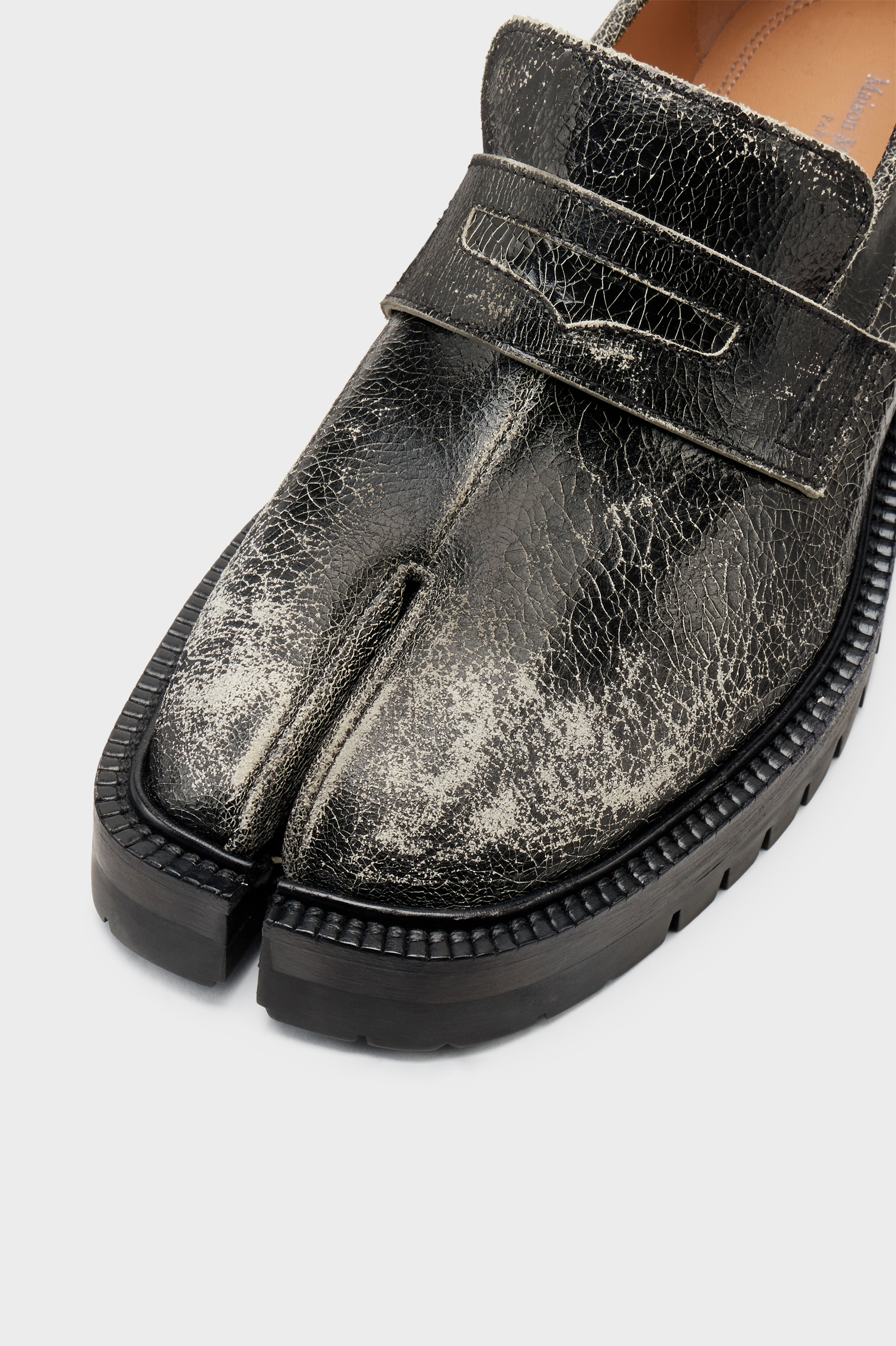 Women's Black Leather Tabi County Loafer | Maison Margiela
