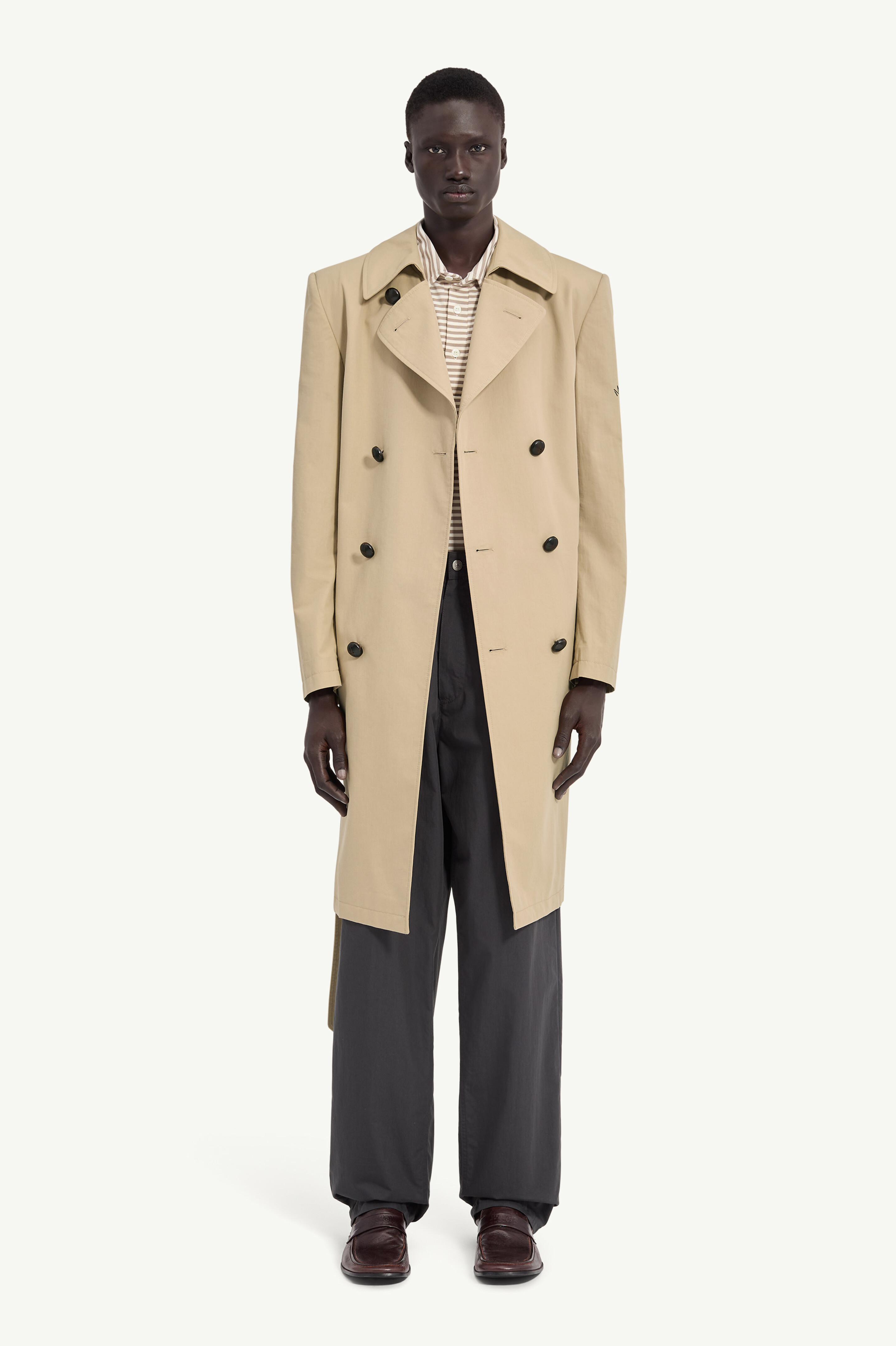 Brown Double-Breasted Belted Trench Coat | MM6 Official