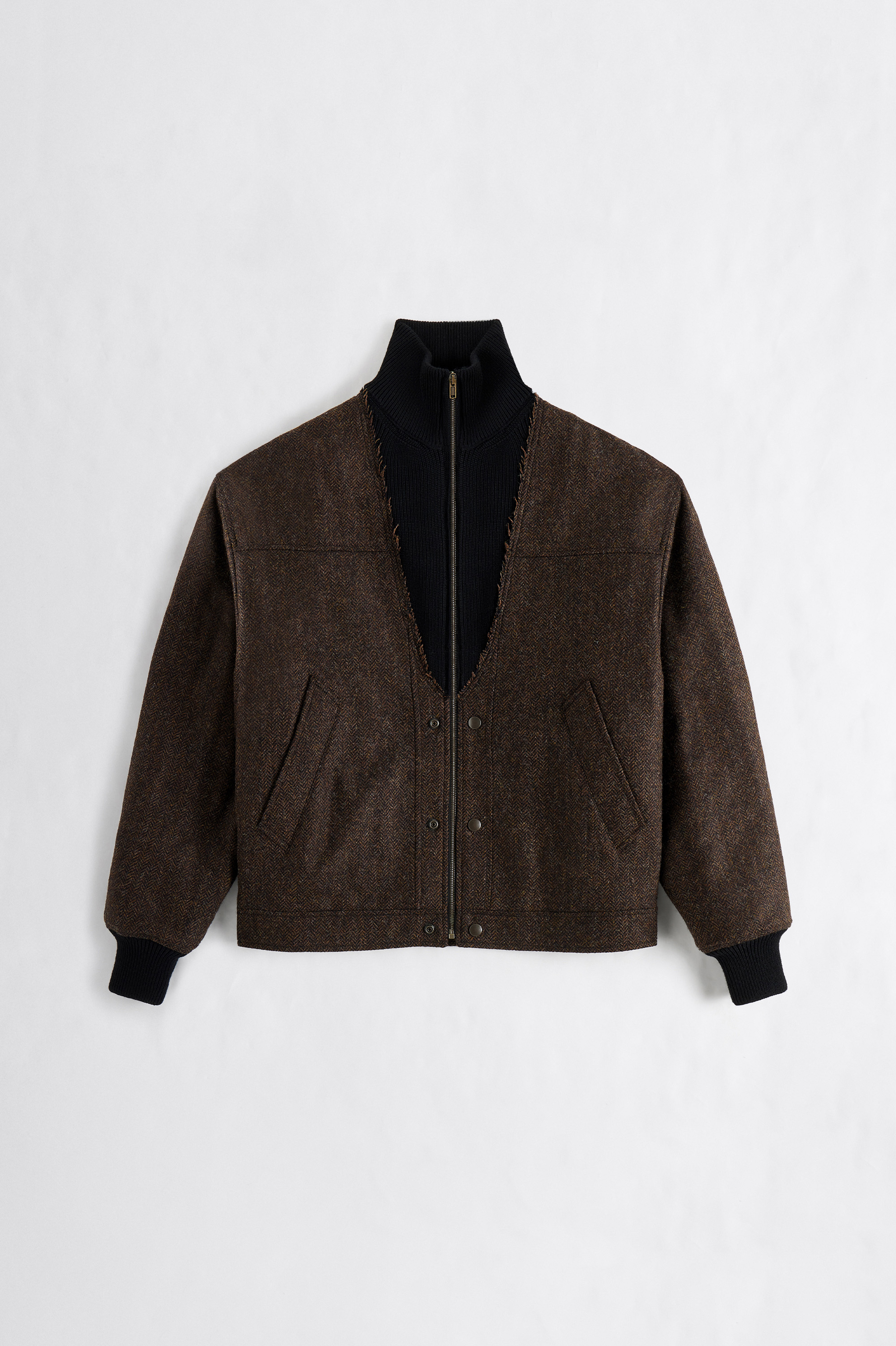 Tapenade Herringbone Wool Zip Jacket | Maison Margiela Official