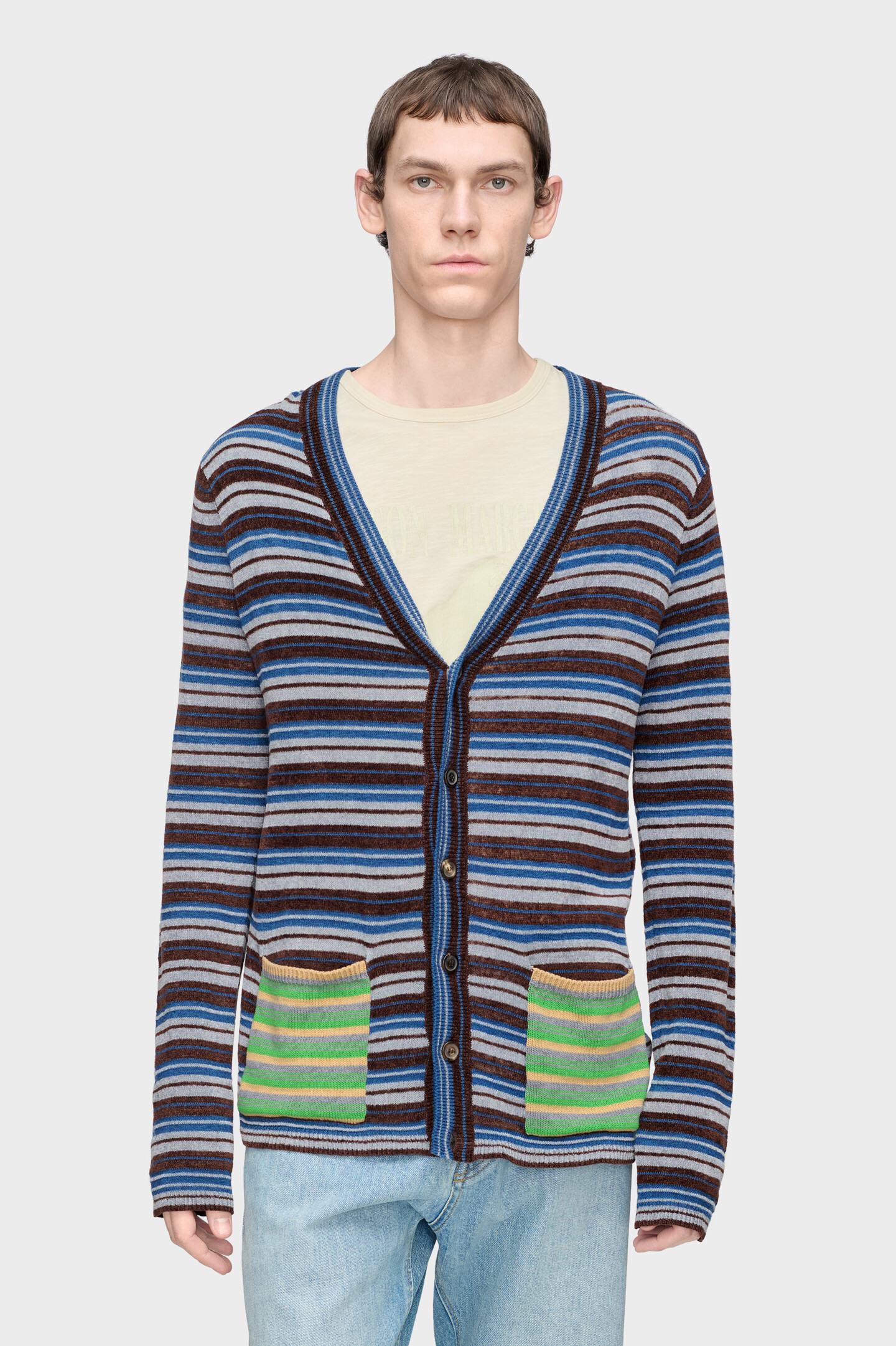 Mist Striped Wool Cardigan | Maison Margiela Official