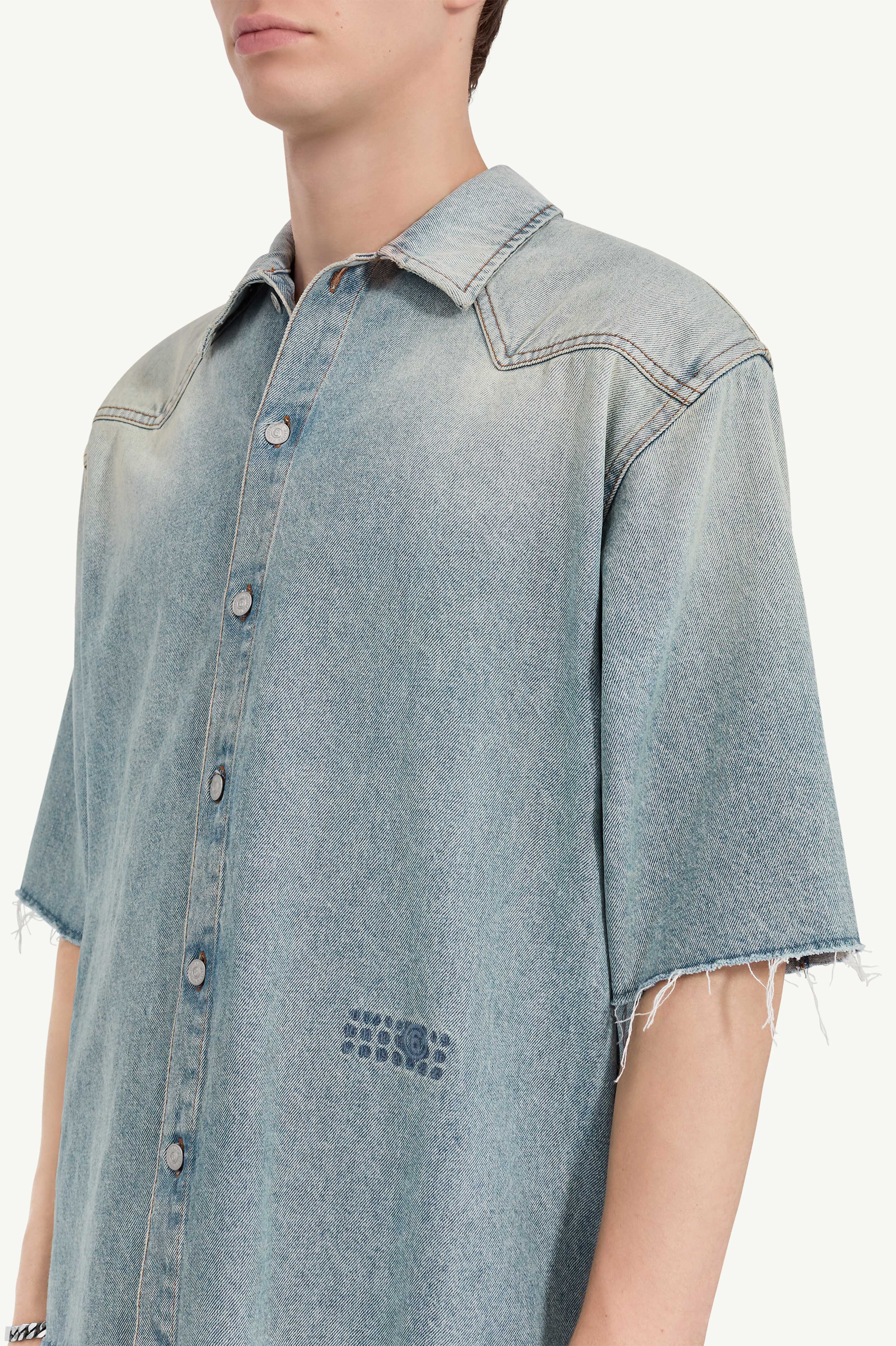 Blue Oversized Denim Short-sleeved Shirt | Maison Margiela