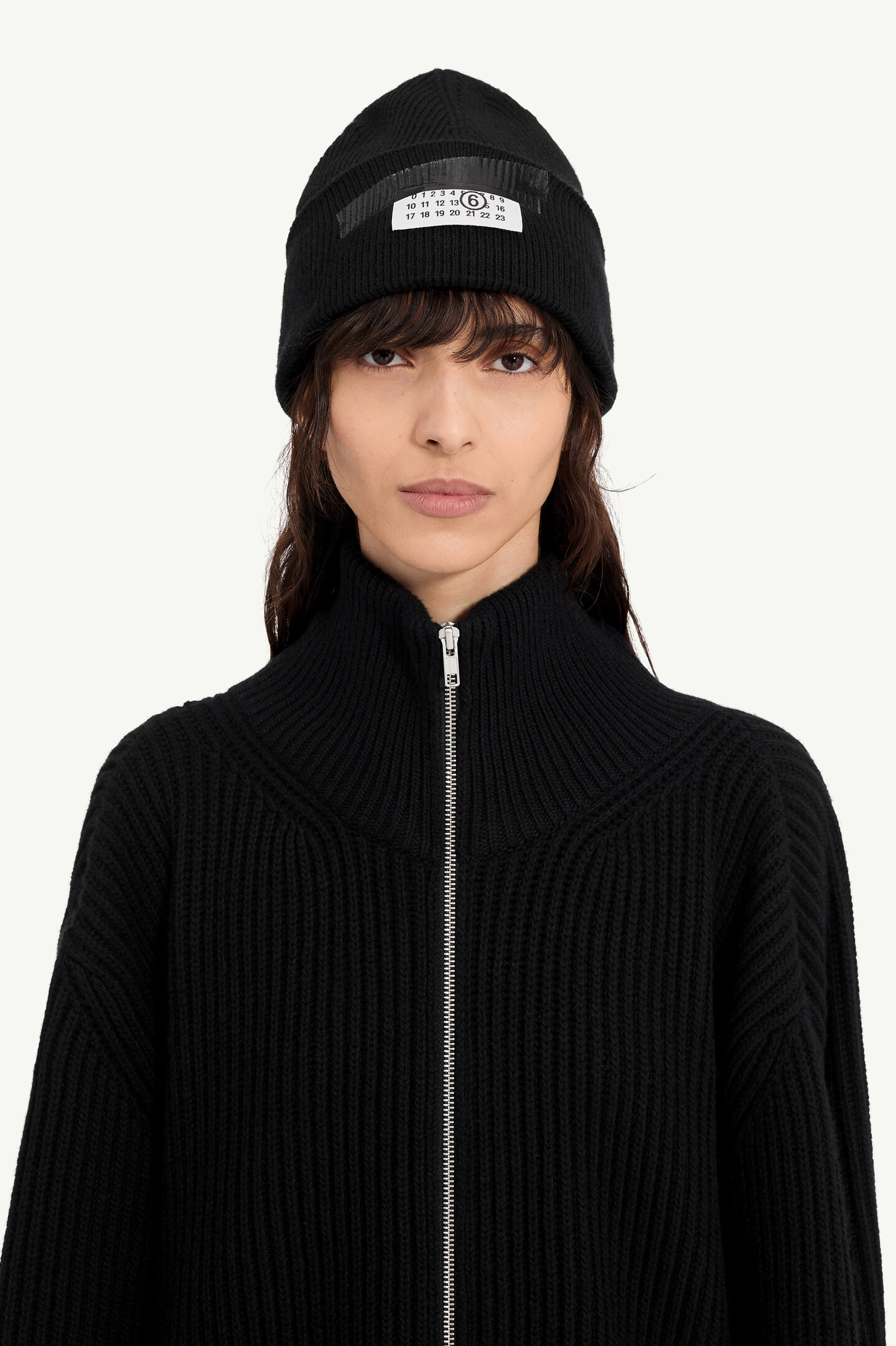 Tape wool blend beanie