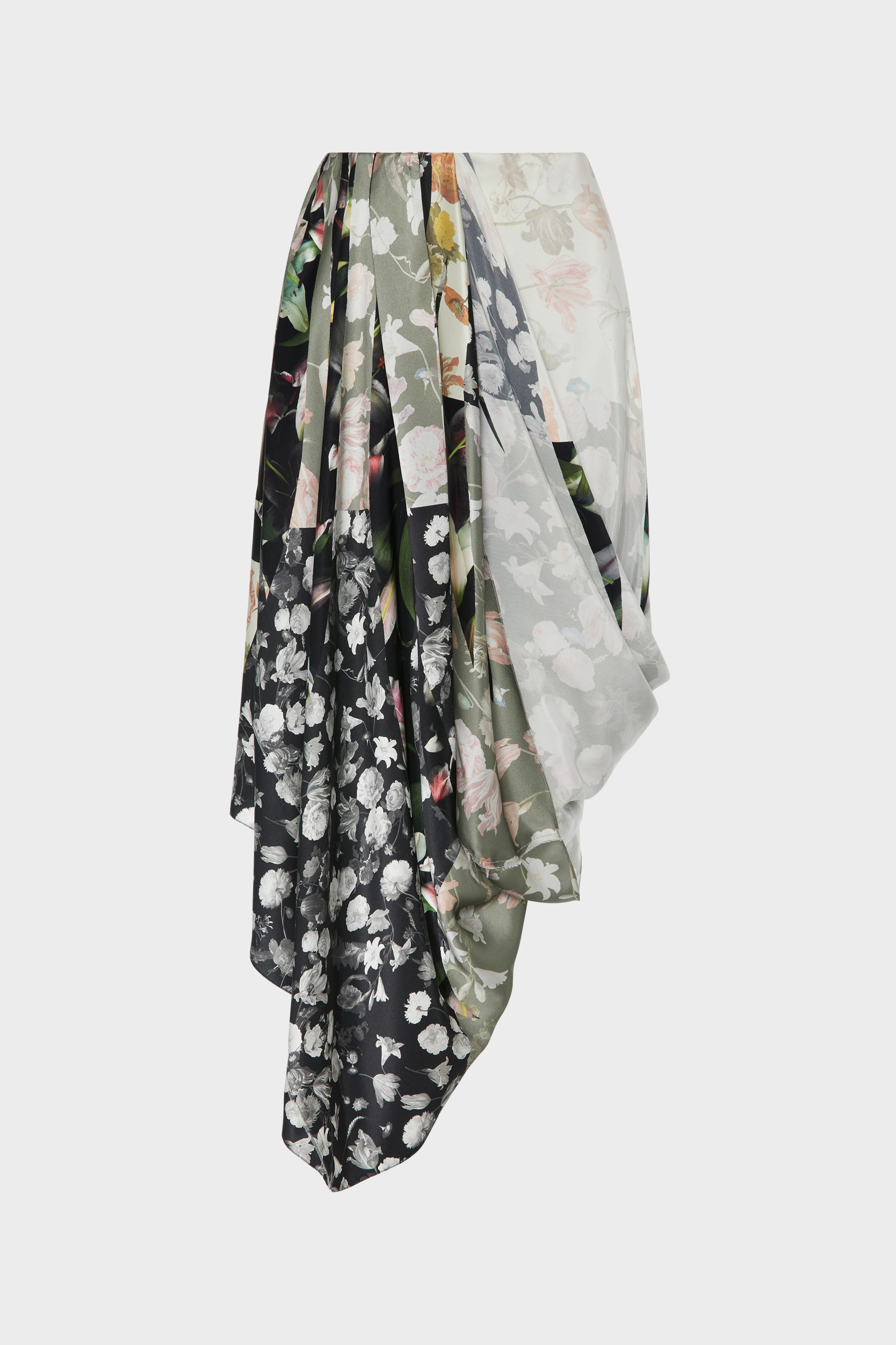 Silk Floral Draped Skirt