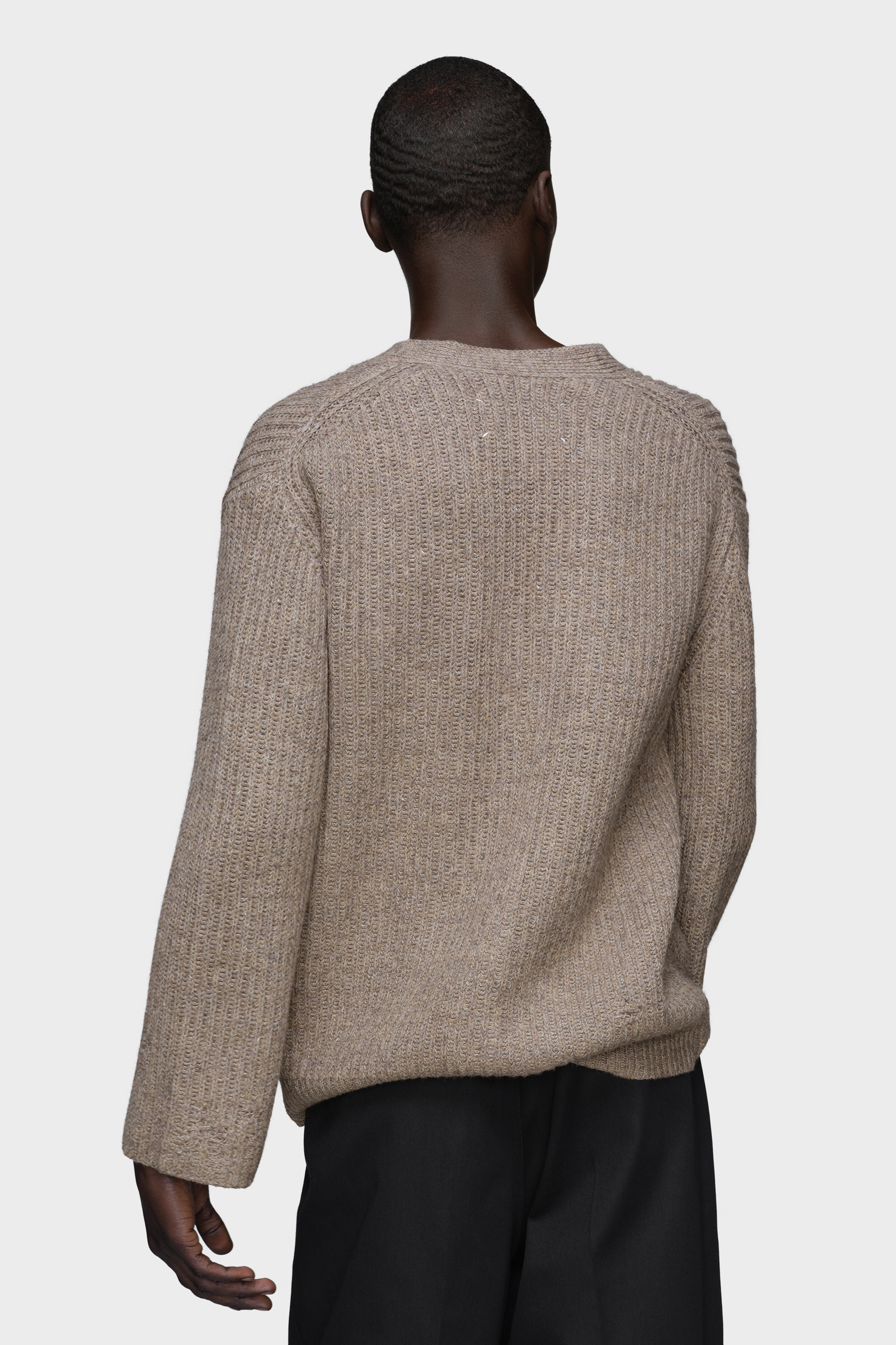 Men's Brown Wool V-Neck Cardigan | Maison Margiela