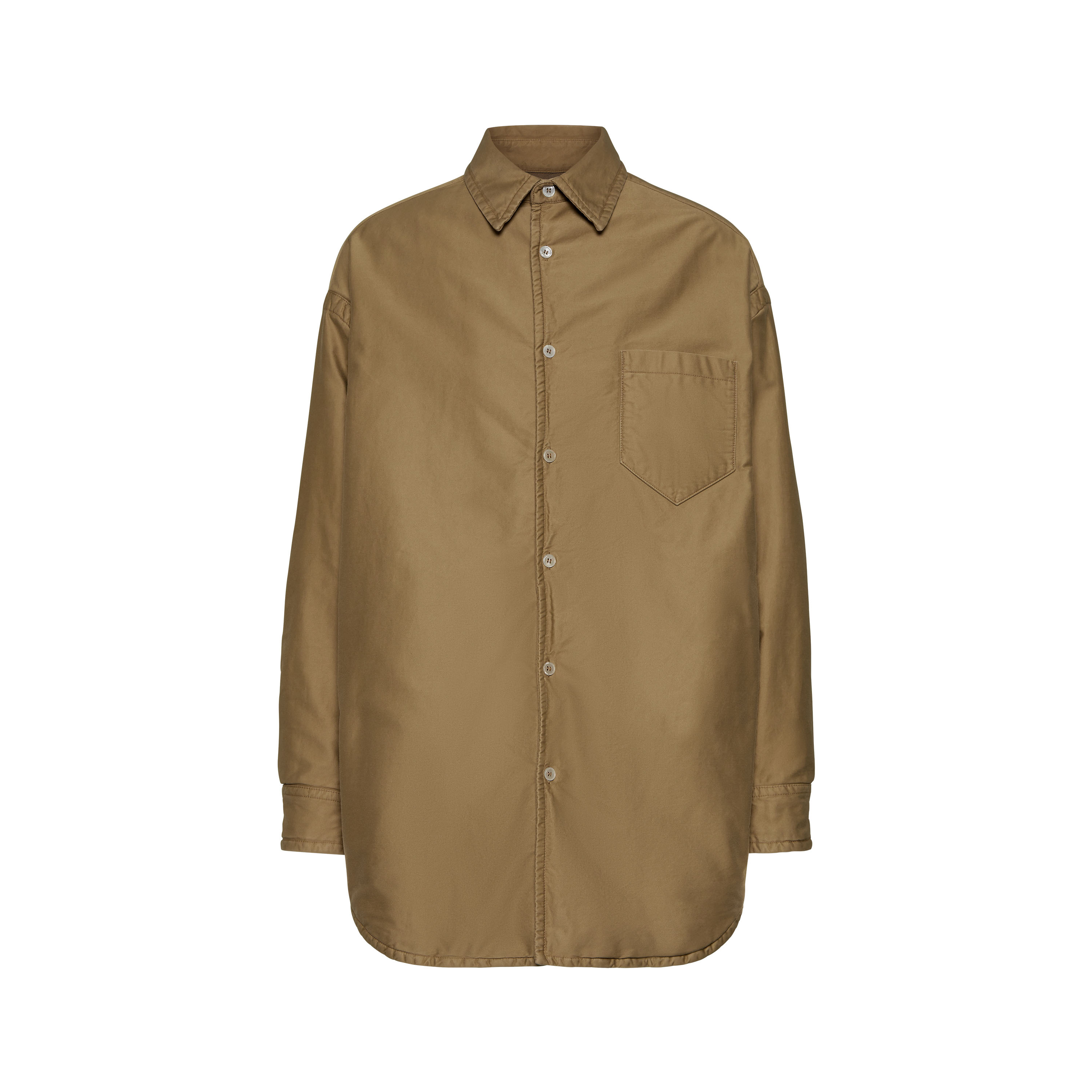 パッド入りサテンコットンシャツ