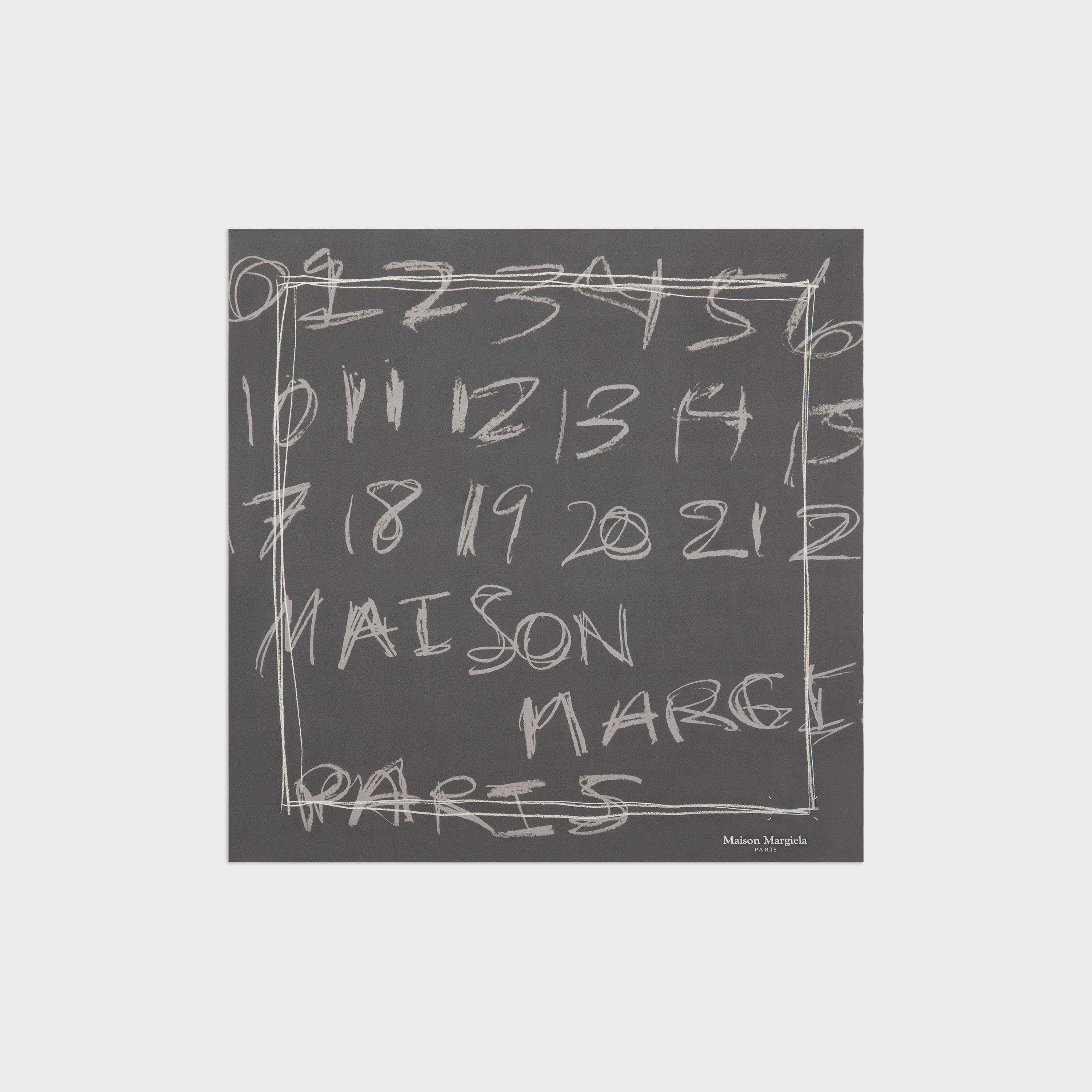 Scribbled Numerical silk foulard