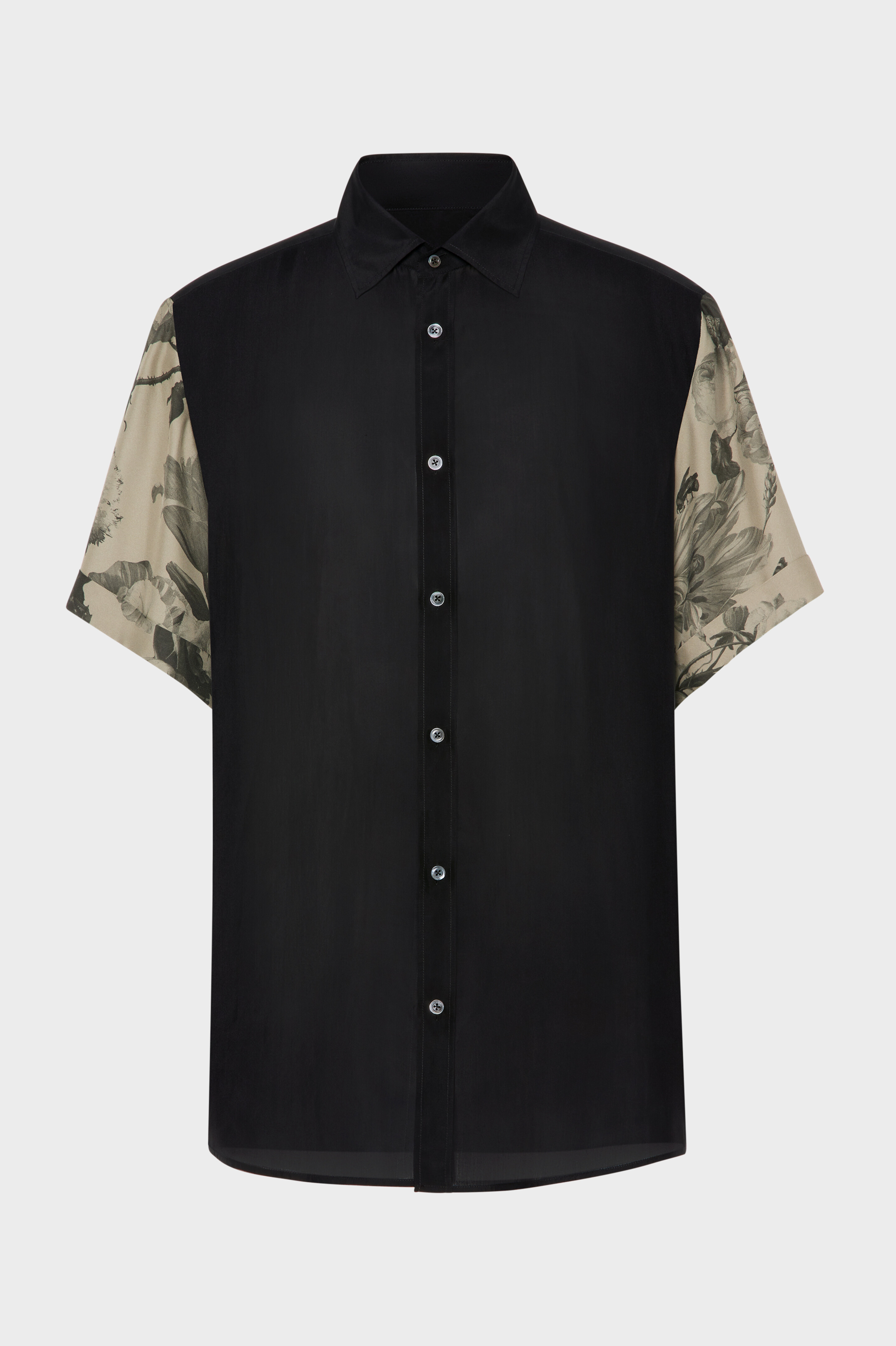 Floral Sleeve Silk Shirt