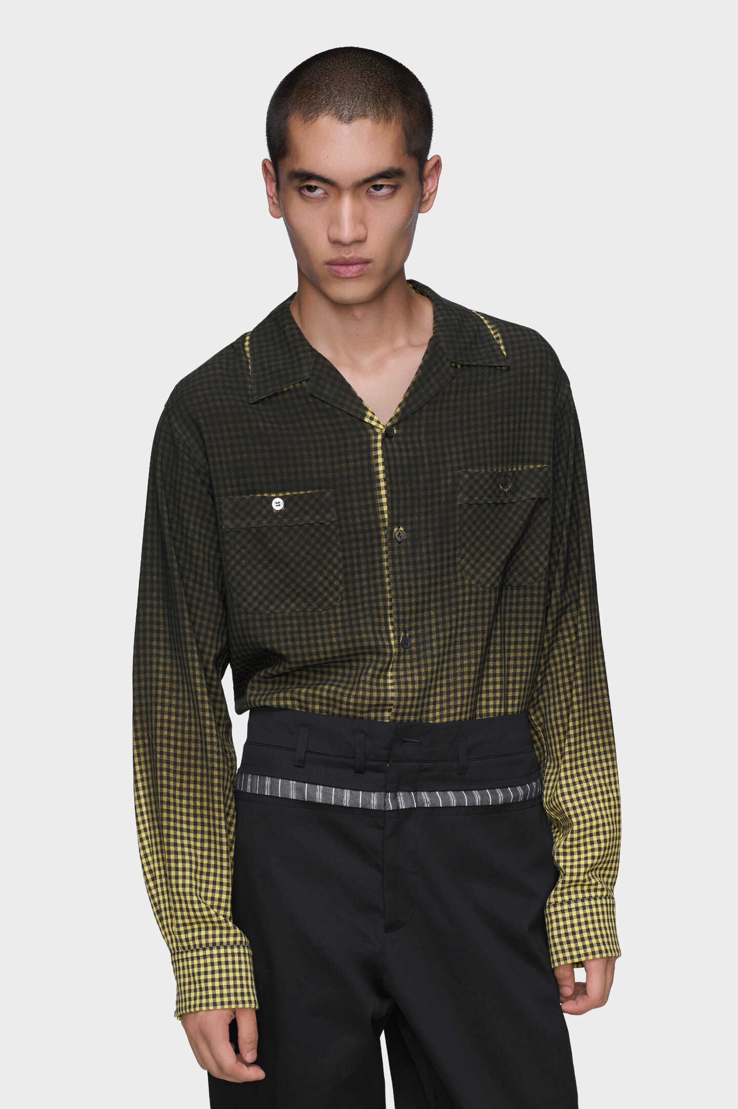 Gradient check shirt Black and yellow | Maison Margiela Official