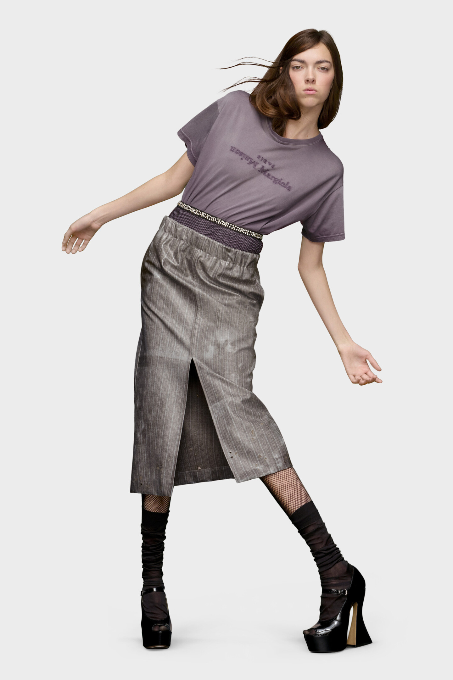 Women's Purple Cotton Reverse Logo T-Shirt | Maison Margiela