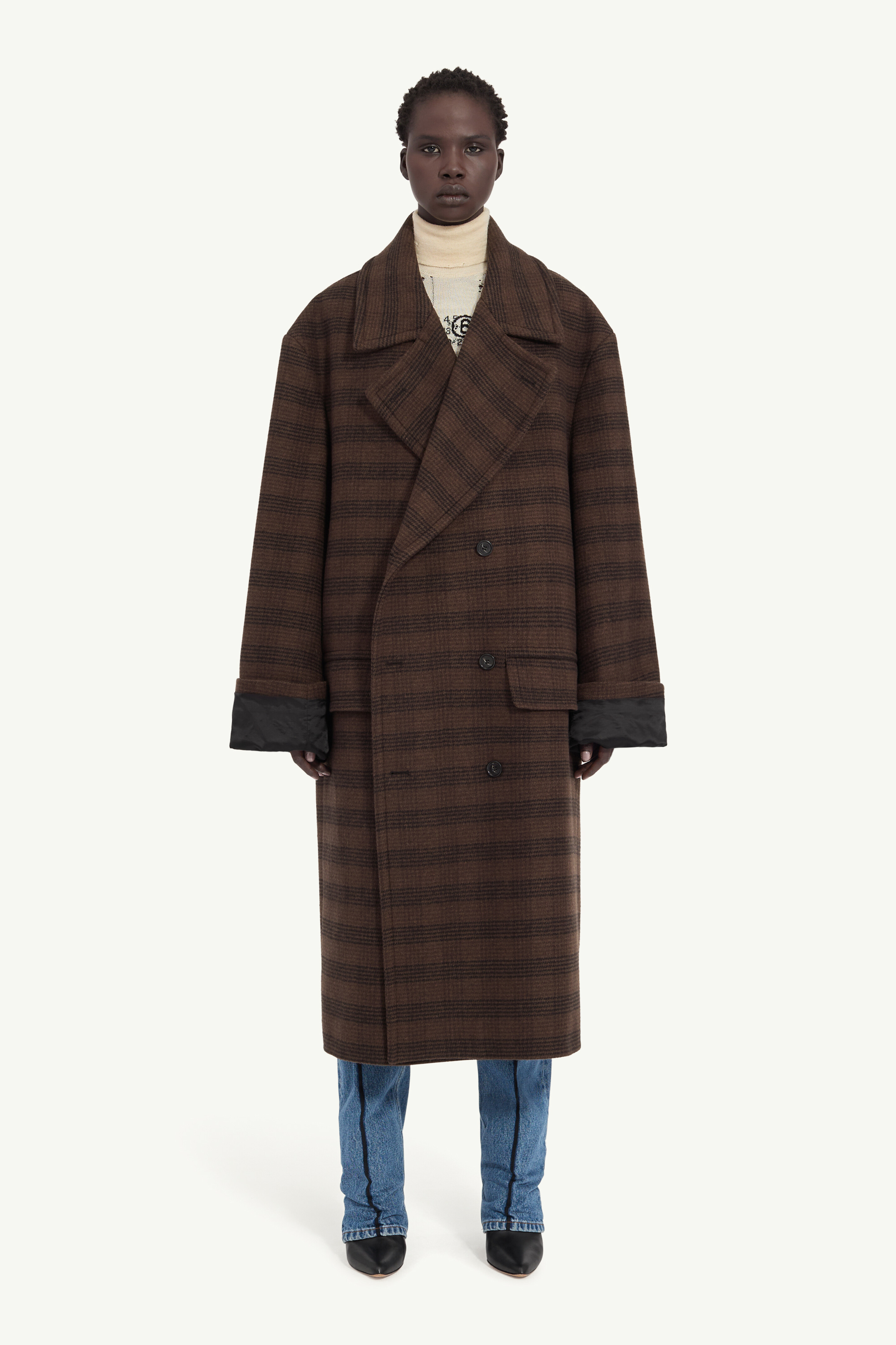 Women's Wool-Blend Checked Coat | MM6