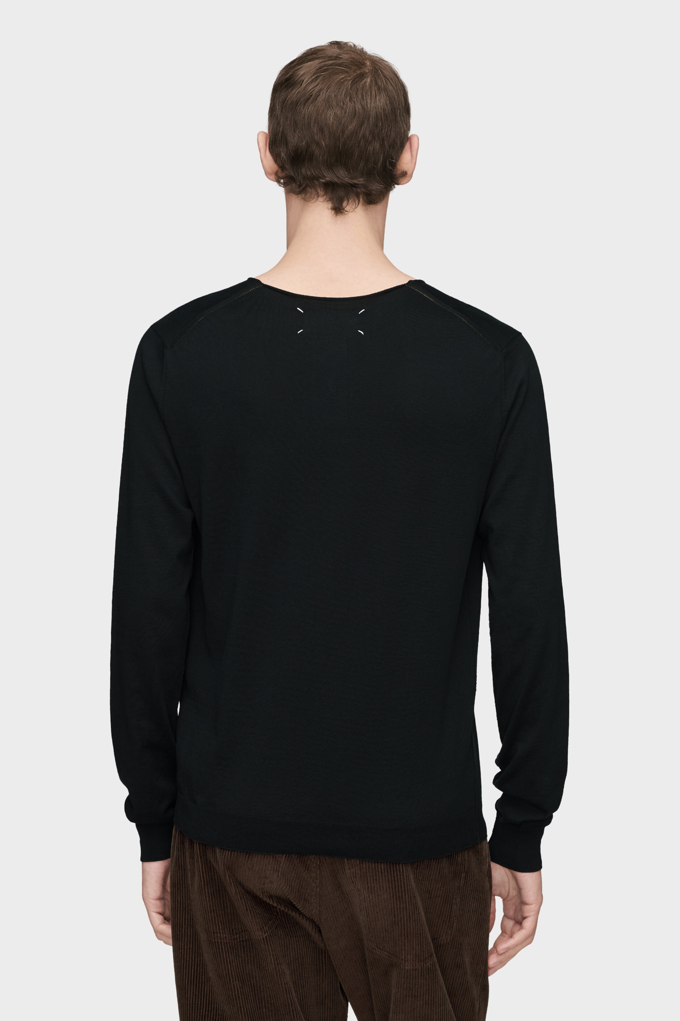 Black Cotton V-Neck Sweater | Maison Margiela Official