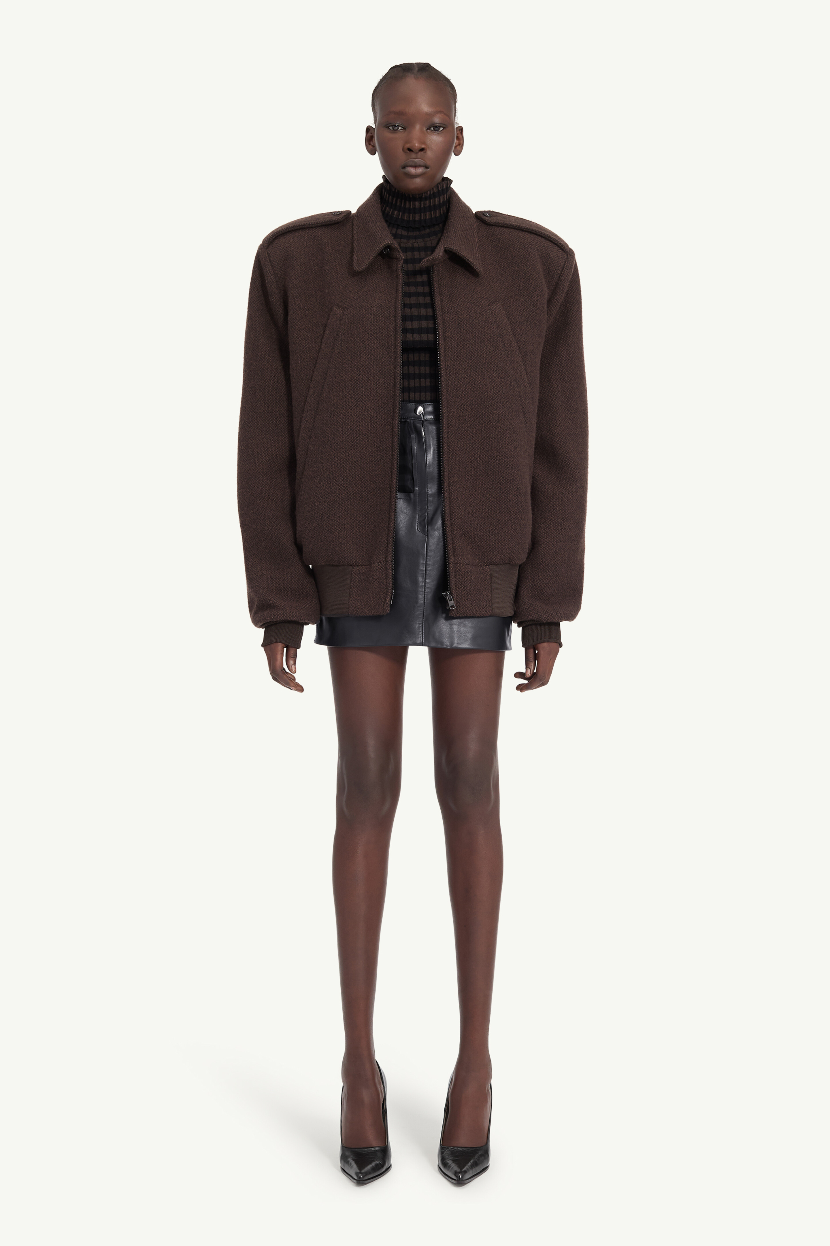 ウールツイード ボンバージャケット