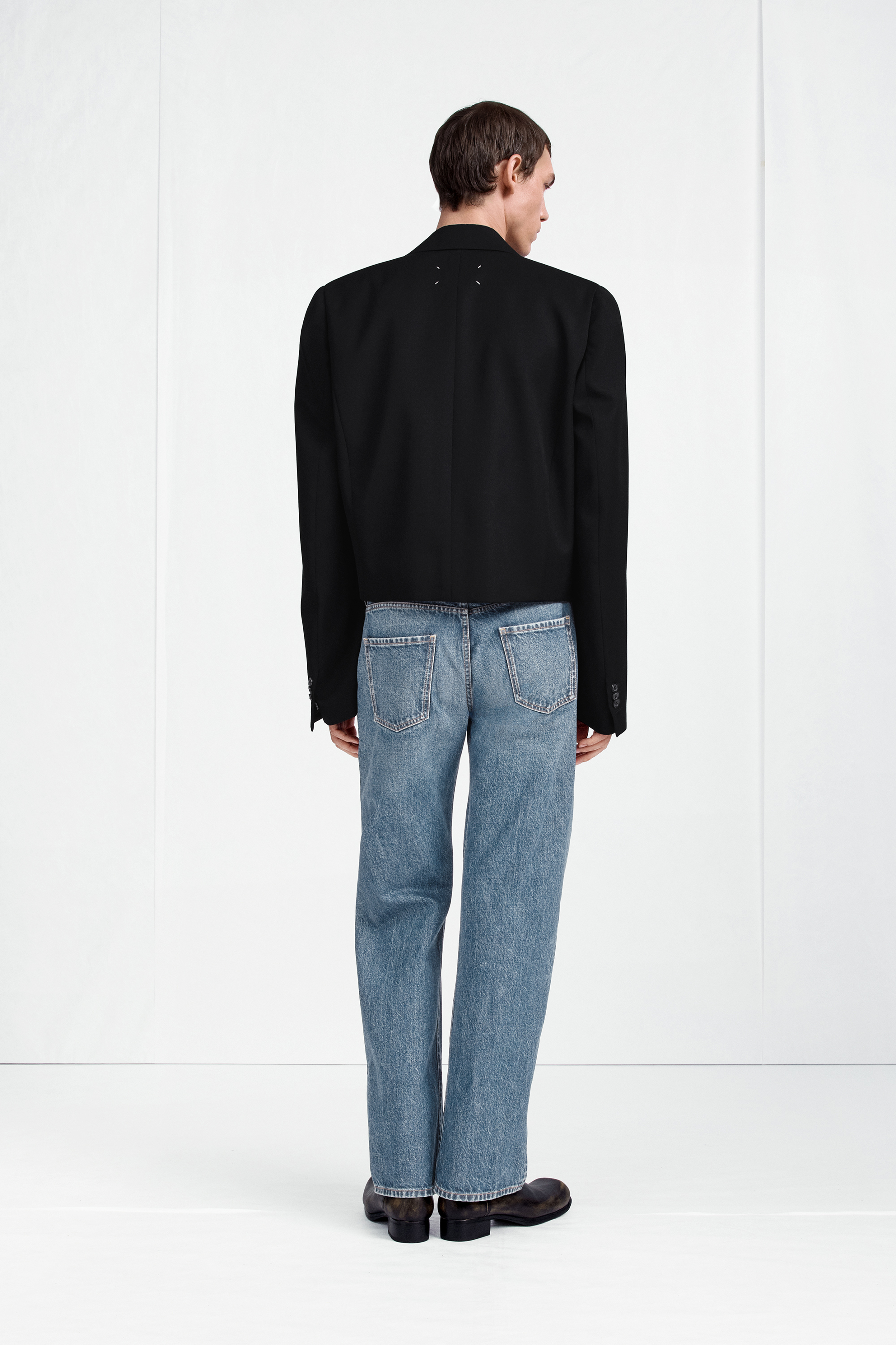 クロップド ダブルブレスト タキシードジャケット ブラック | Maison