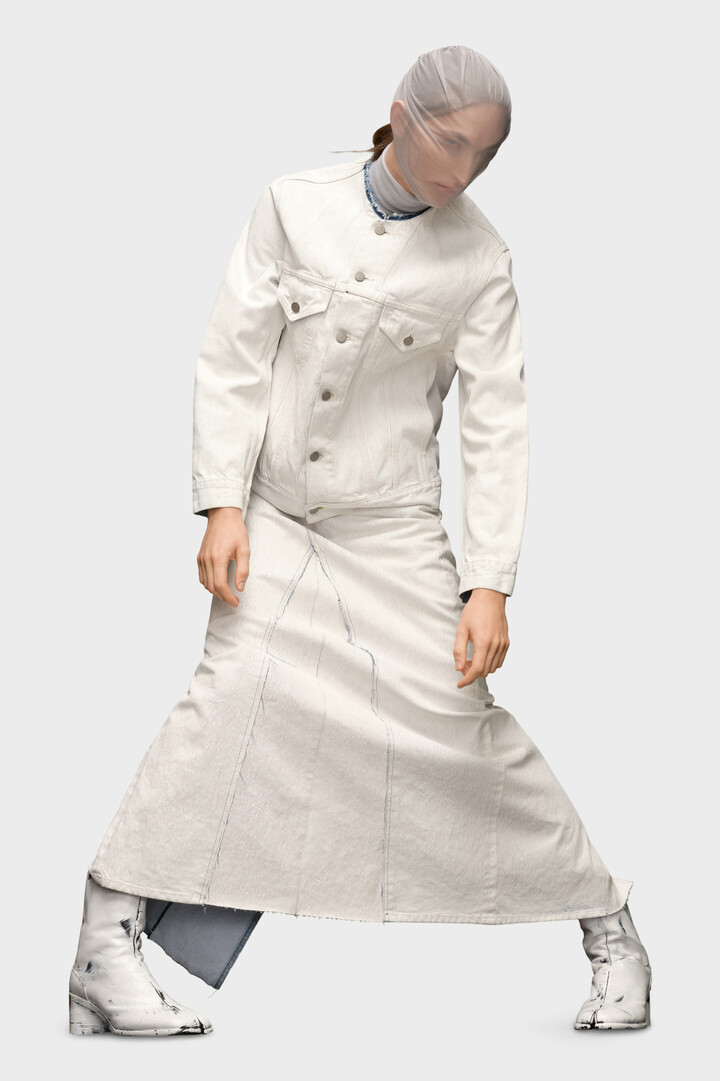 White Collarless Denim Jacket | Maison Margiela Official