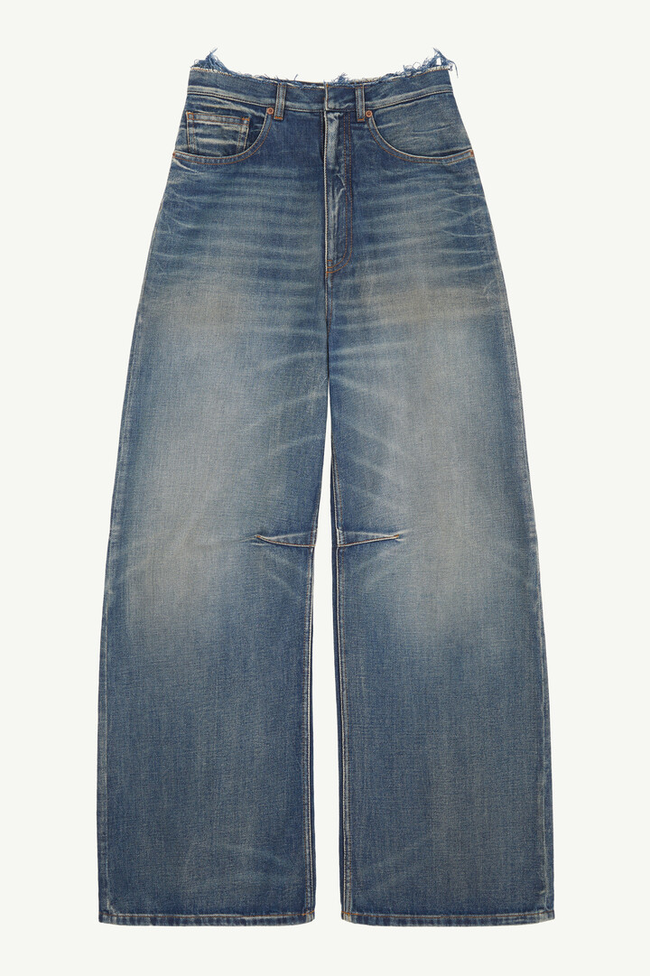 MM6 / 21SS/Washed Text Print Jeans/ボトム/36/デニム/IDG/S62LB0052 Women's Cotton Wide-Leg Jeans | MM6