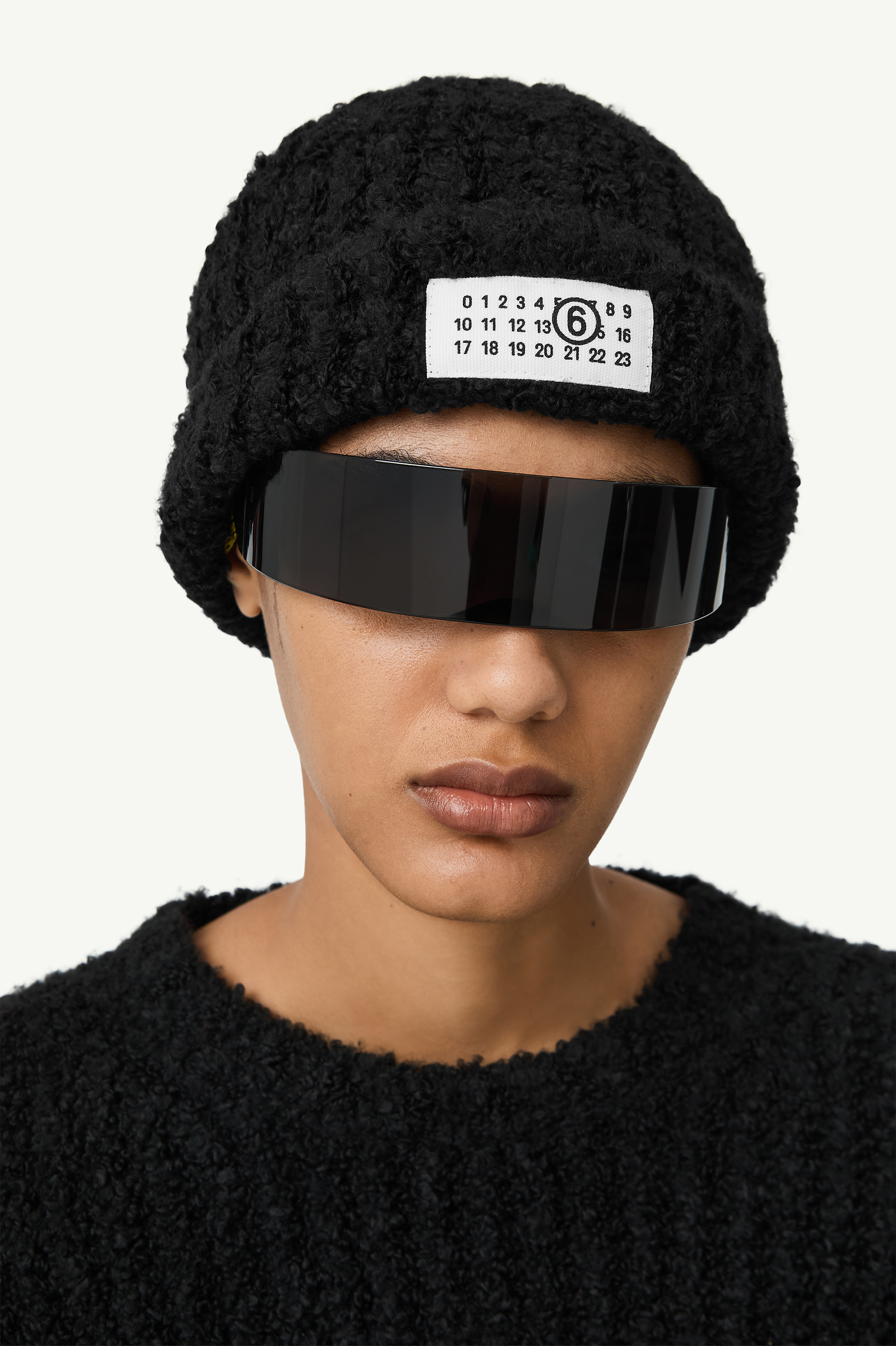 Black Numeric knit beanie | MM6 Official