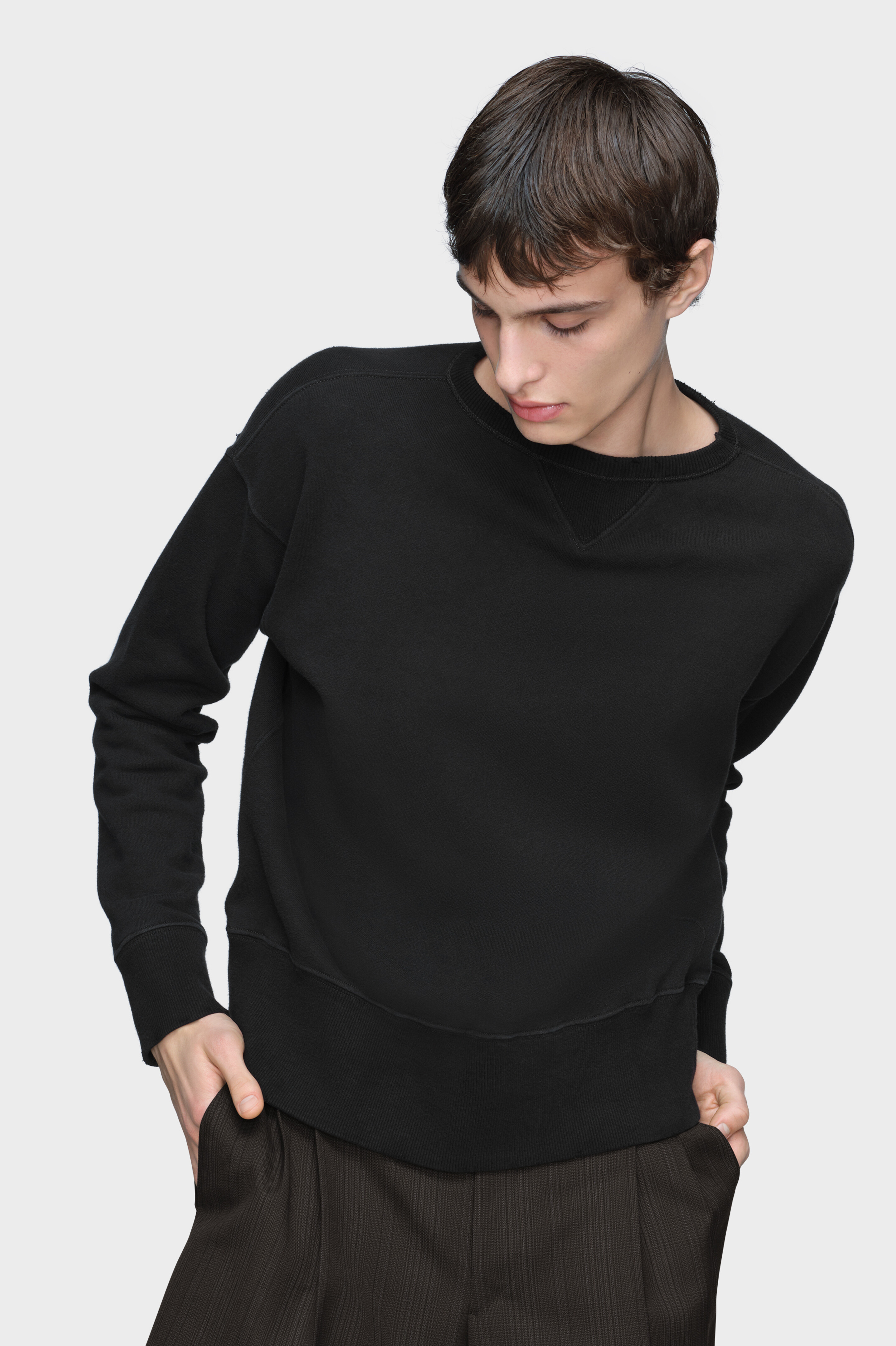 Men's Black Cotton Crewneck Sweater | Maison Margiela