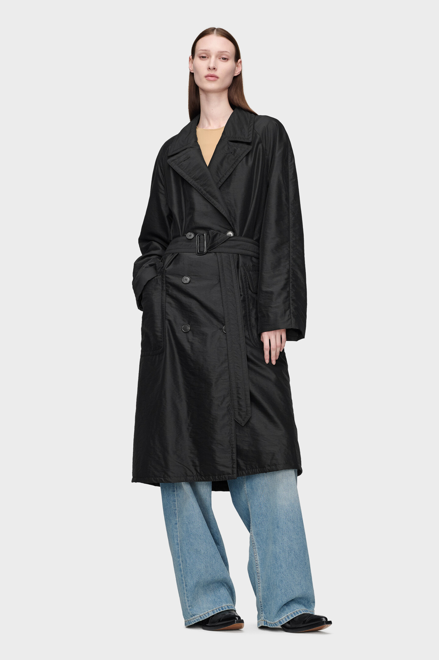 Black Virgin Wool Double-Breasted Coat | Maison Margiela Official