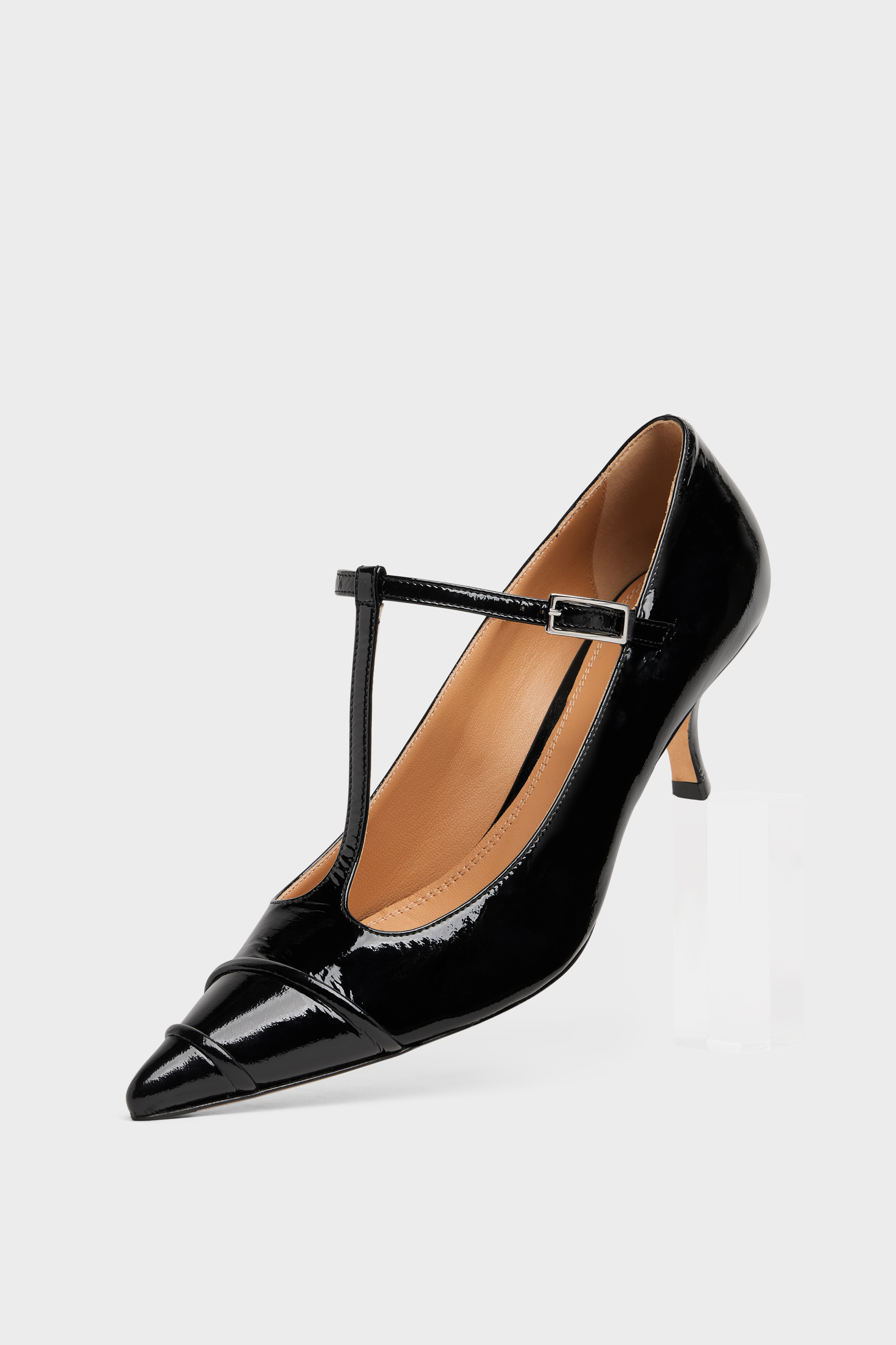 Women's Black Leather Kinkies T-Bar | Maison Margiela