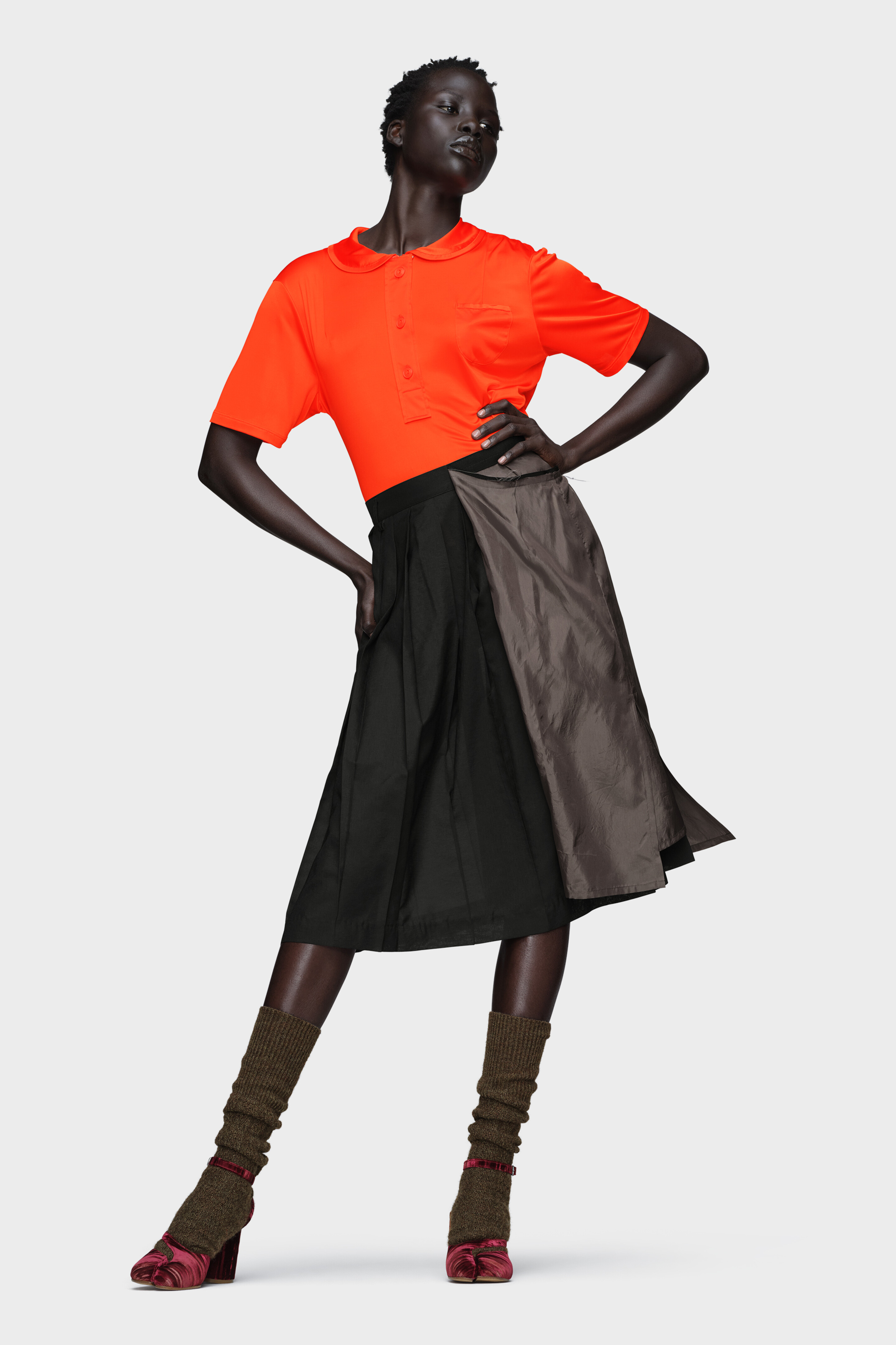 Women's Black Pleated Midi Skirt | Maison Margiela