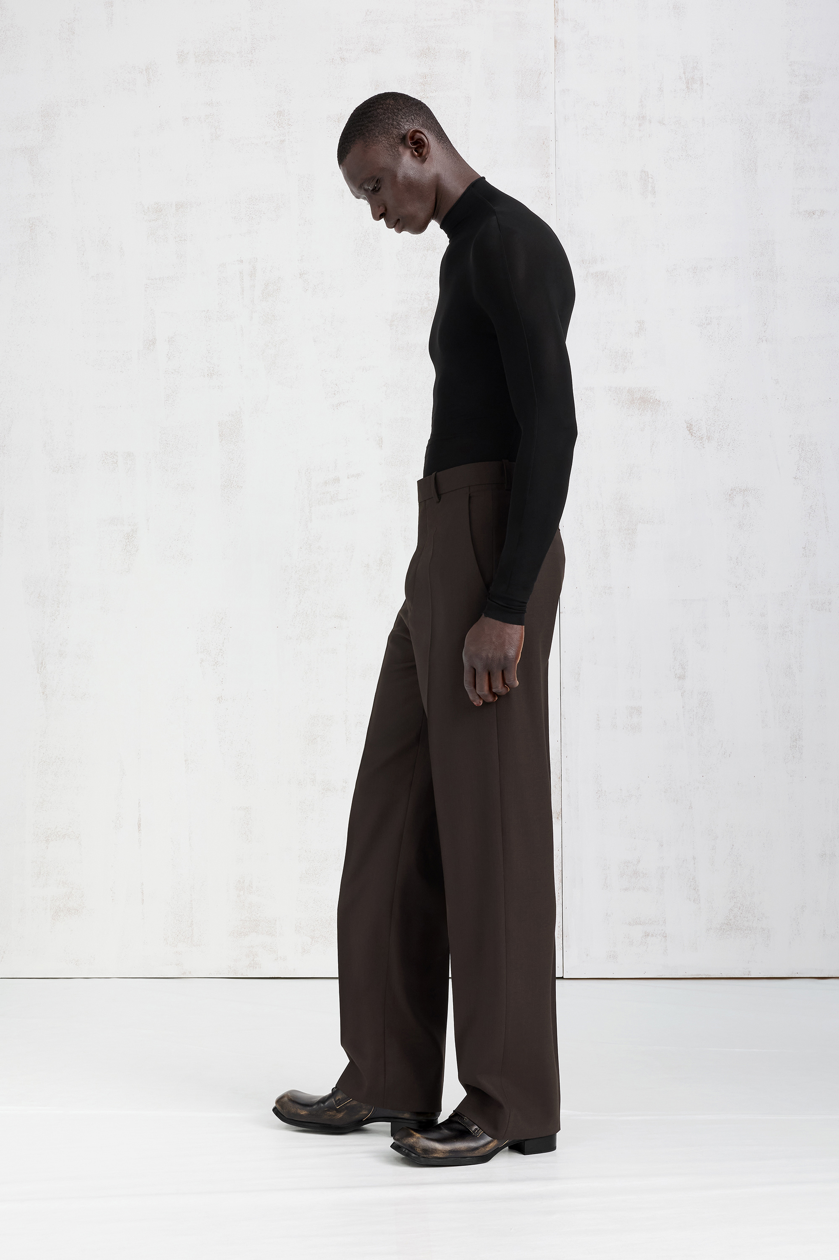 MaisonMargiela マルジェラ ワイドレッグトラウザー パンツ 44 ウール ワイドレッグトラウザーズ ブラウン | Maison Margiela公式