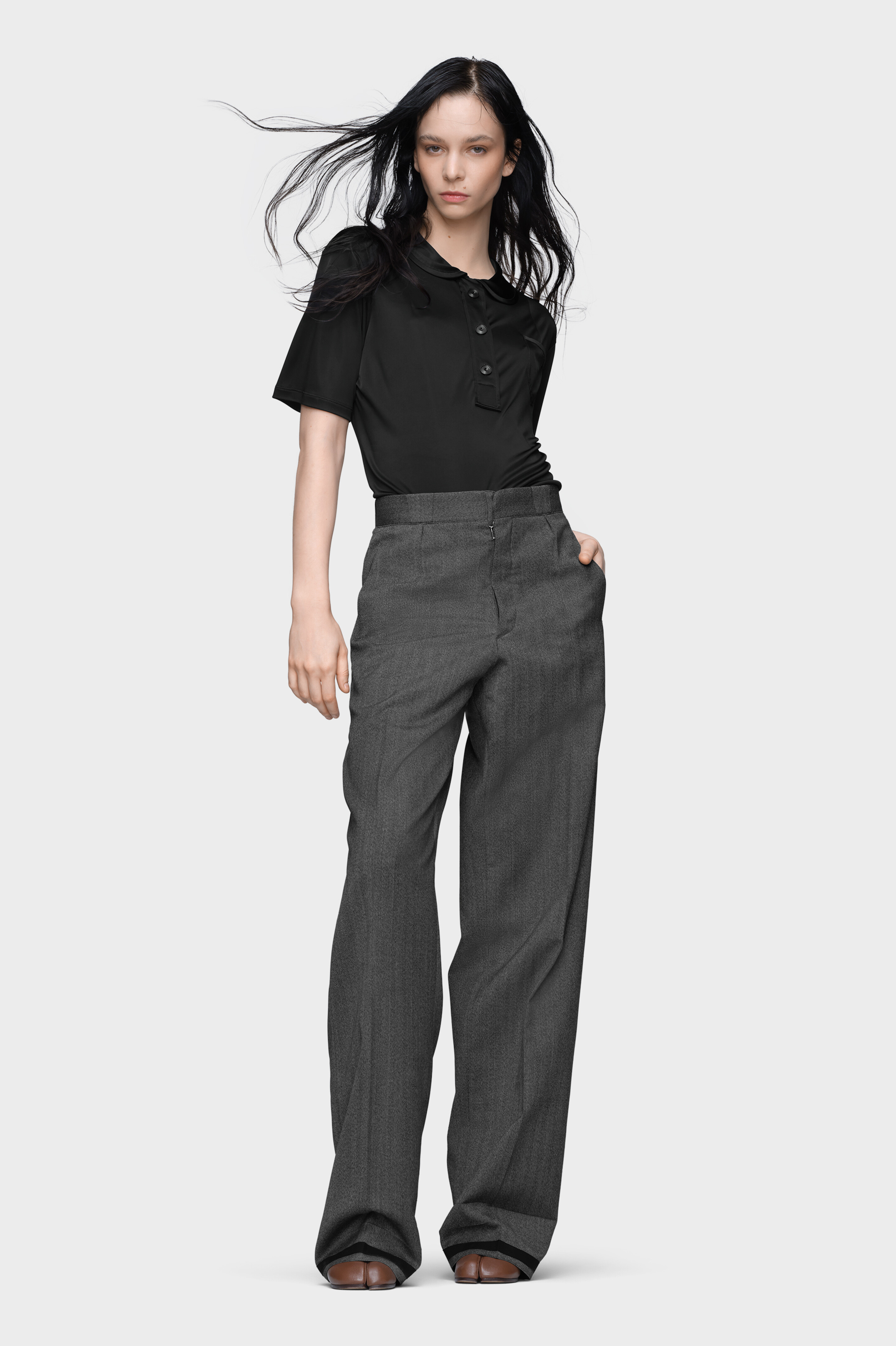 Women's Black Viscose Polo Shirt | Maison Margiela
