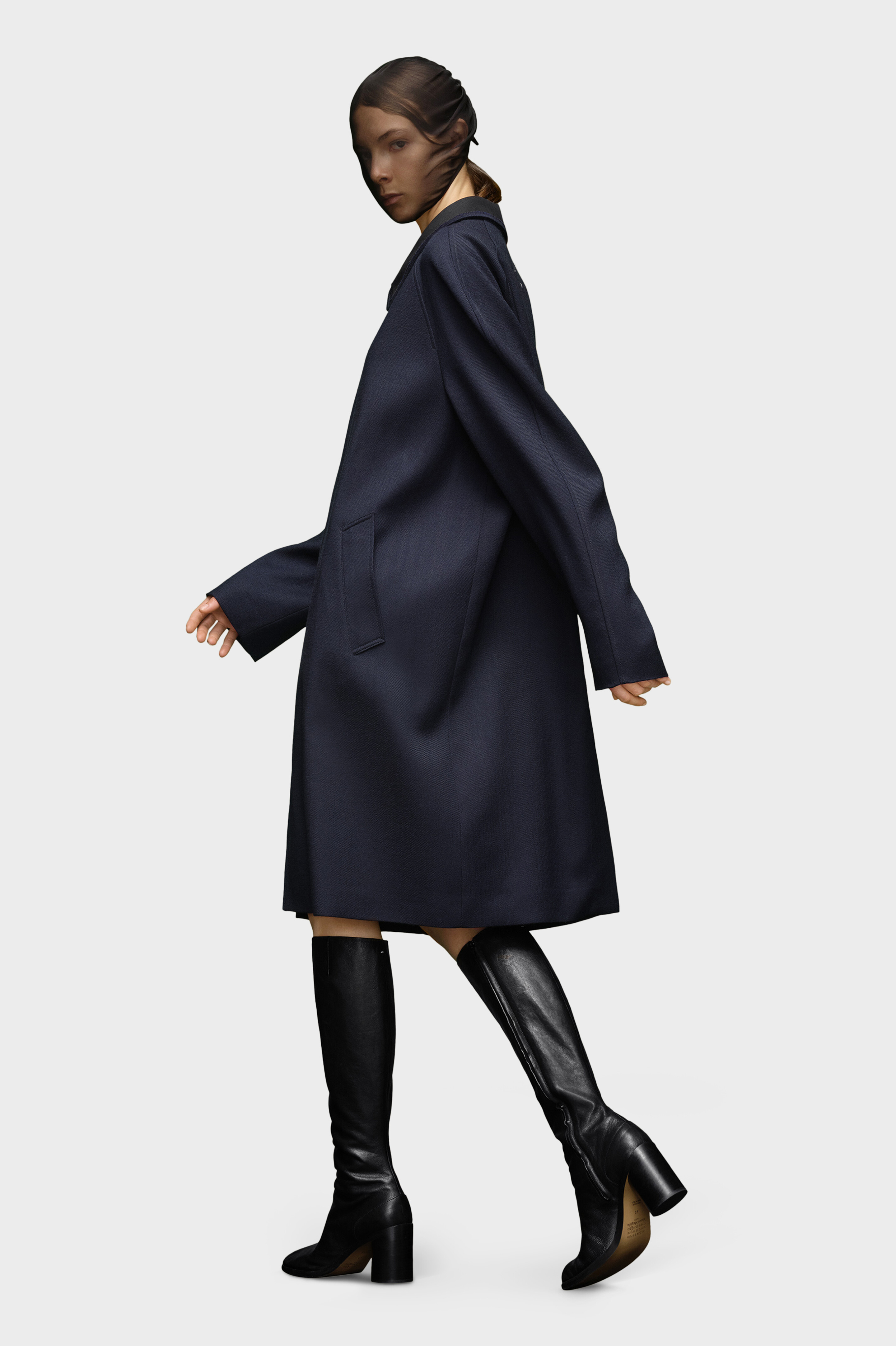 Blue Wool-Viscose Knee-Length Coat | Maison Margiela