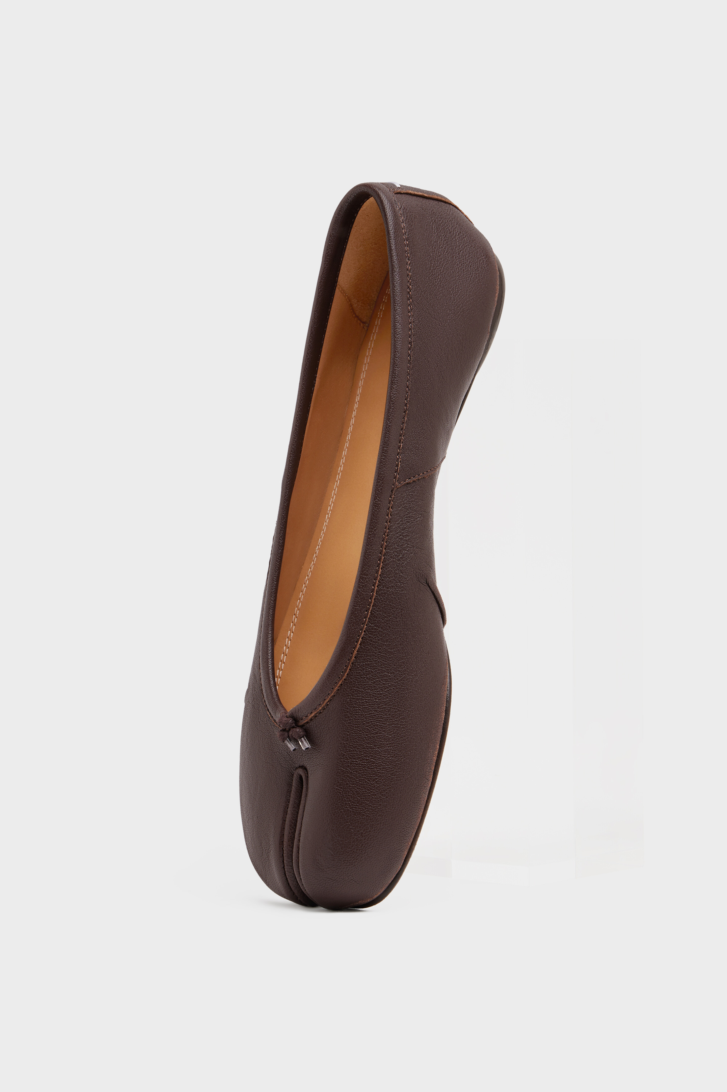 Women's Brown Leather Tabi New Ballerina Shoes