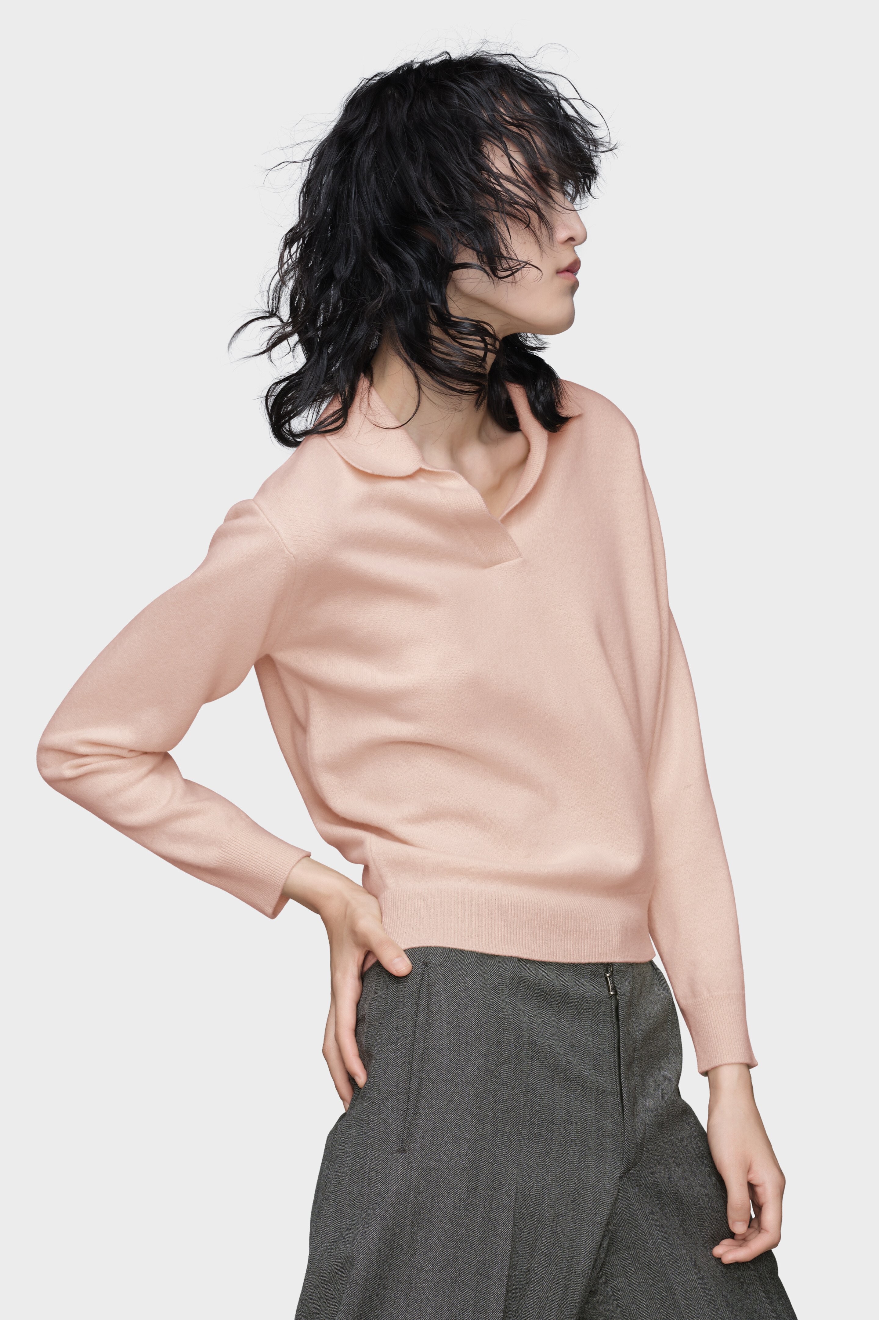 Women's Pink Wool Polo Knit Top | Maison Margiela