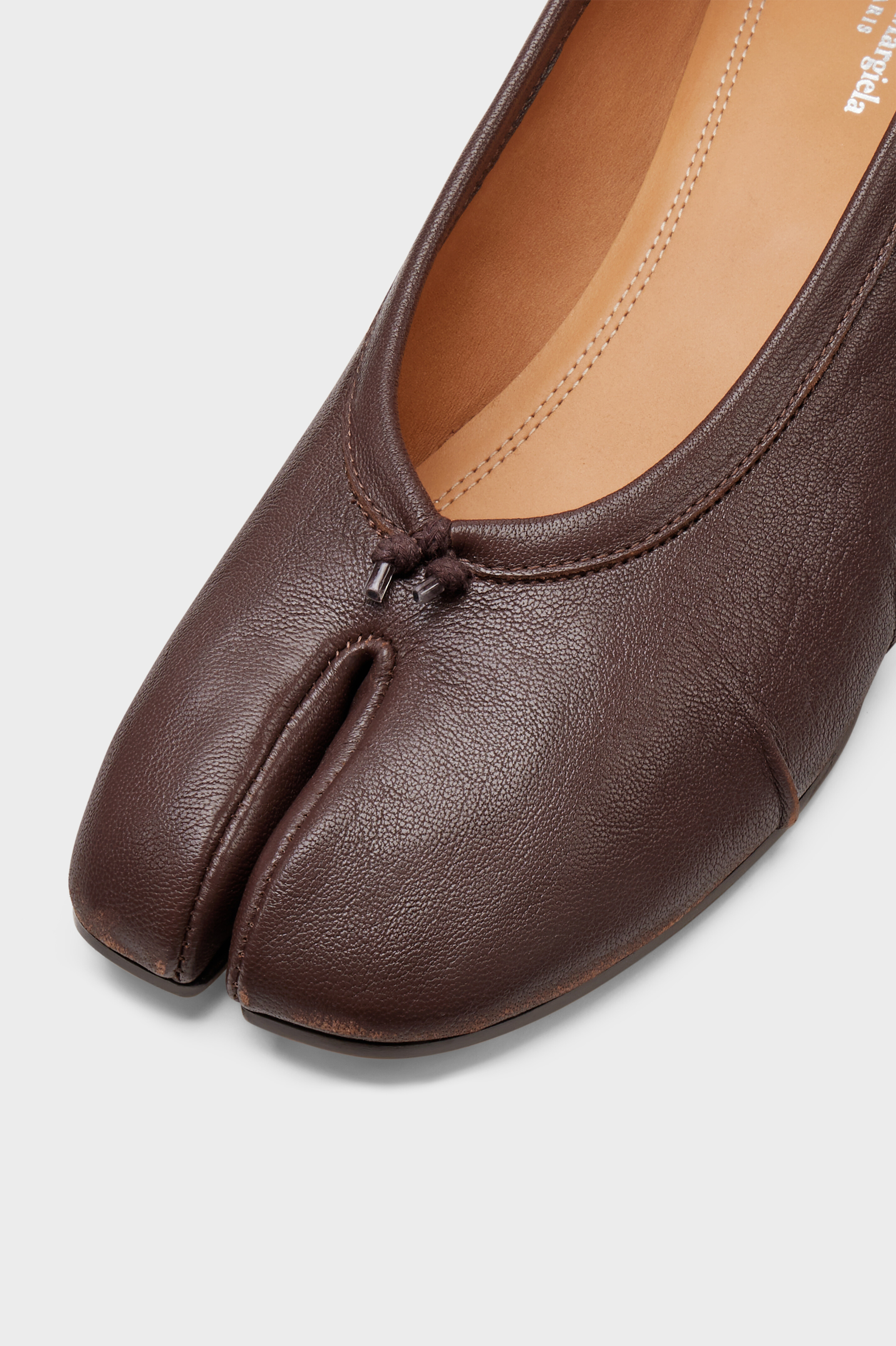 Women's Brown Leather Tabi New Ballerina | Maison Margiela