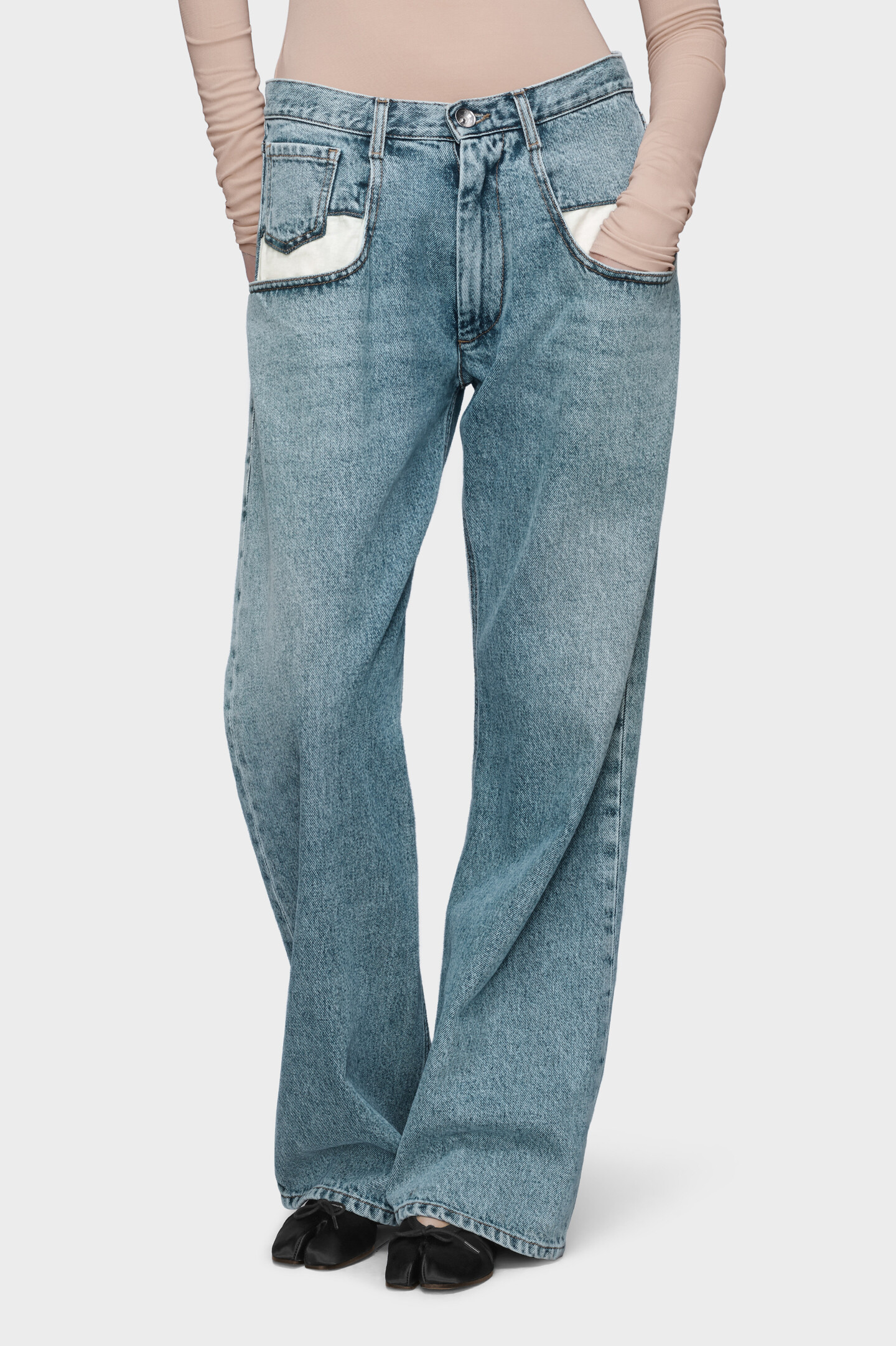 Blue jeans Straight jeans with contrasted pockets | Maison
