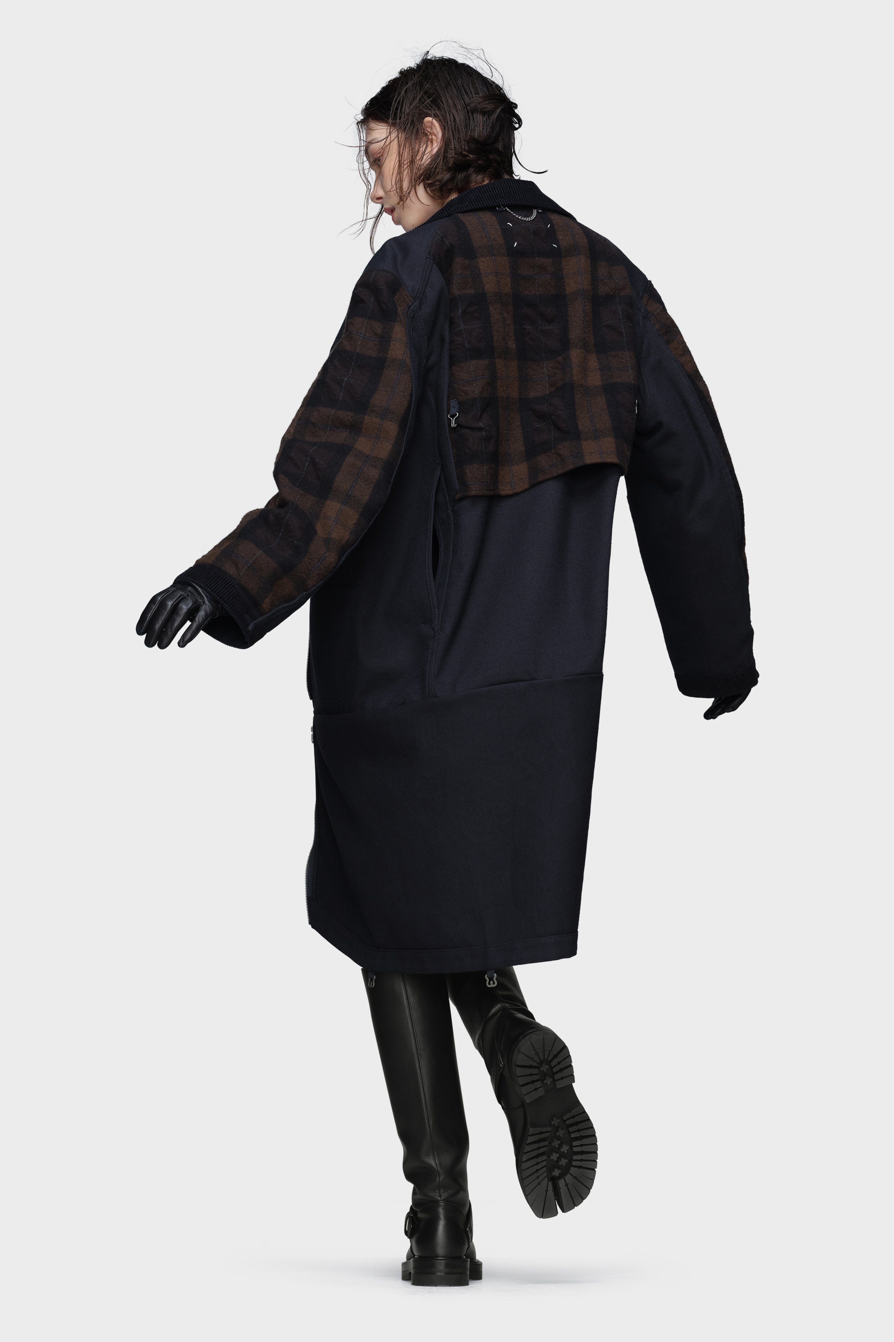 2022年秋冬メゾンマルジェラ　リバーシブルロングコート Women's Blue Wool & Cotton Reversible Coat | Maison Margiela