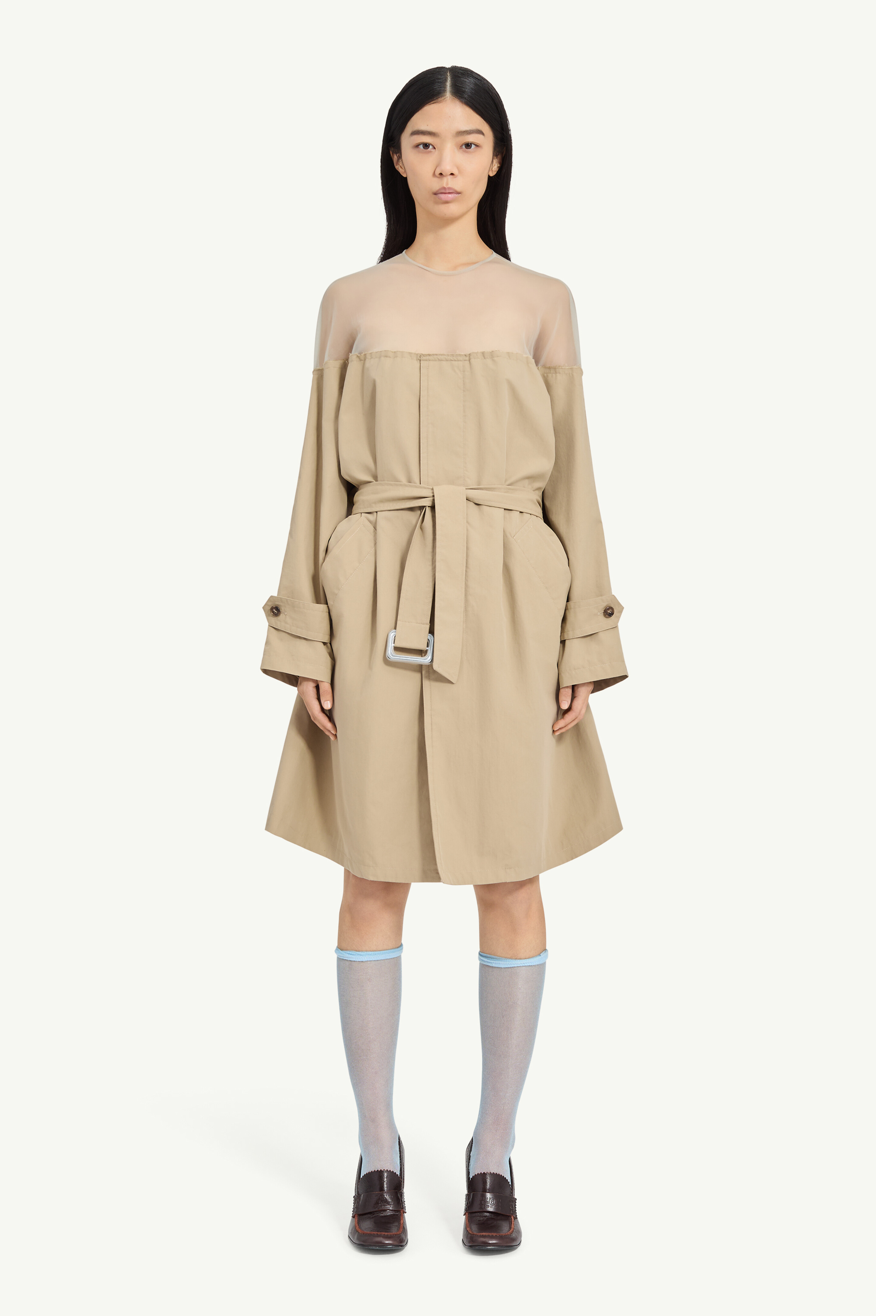 High-Cut Cotton Trench Dress