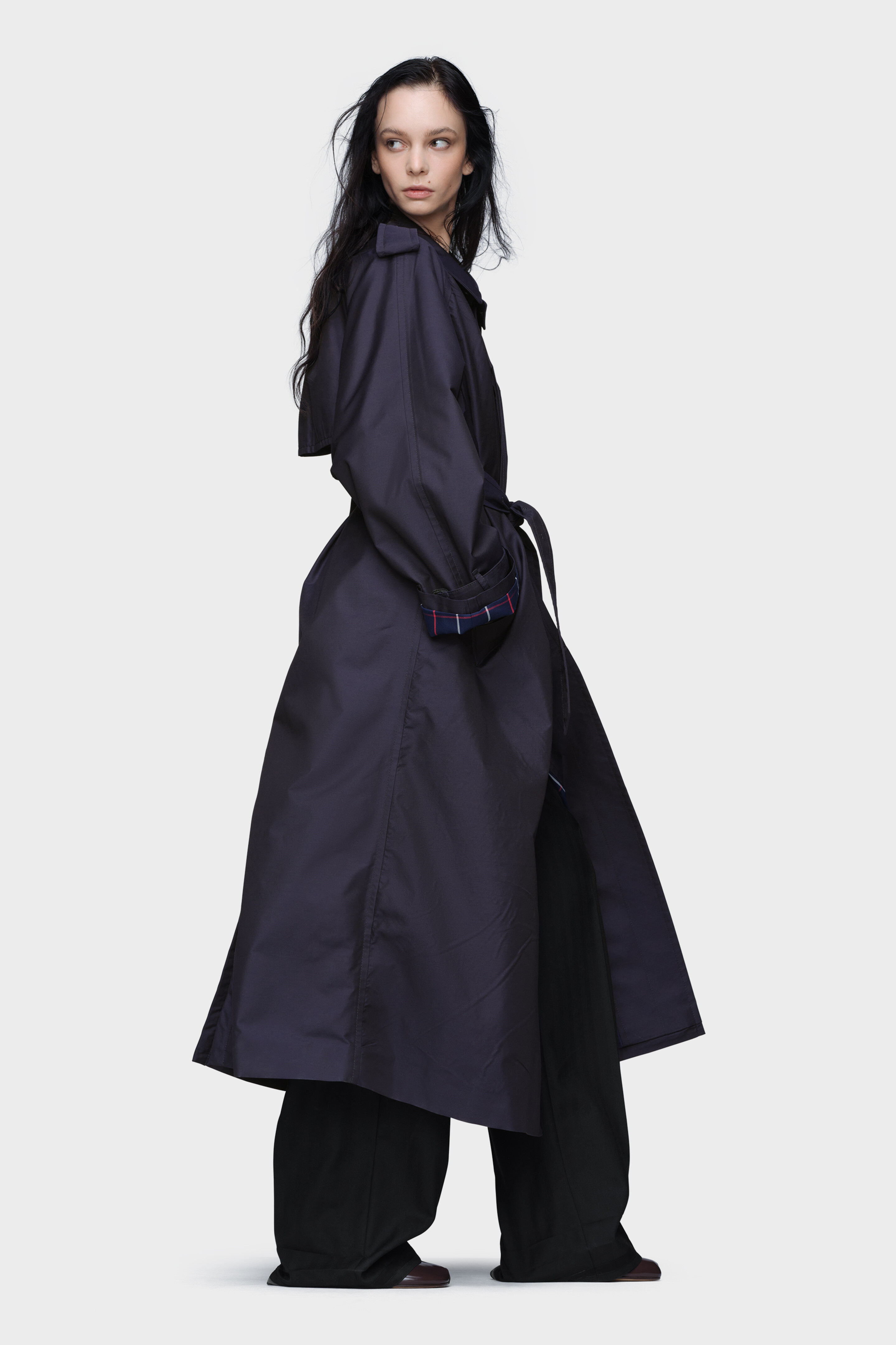 Women's Blue Wool Trench Coat | Maison Margiela