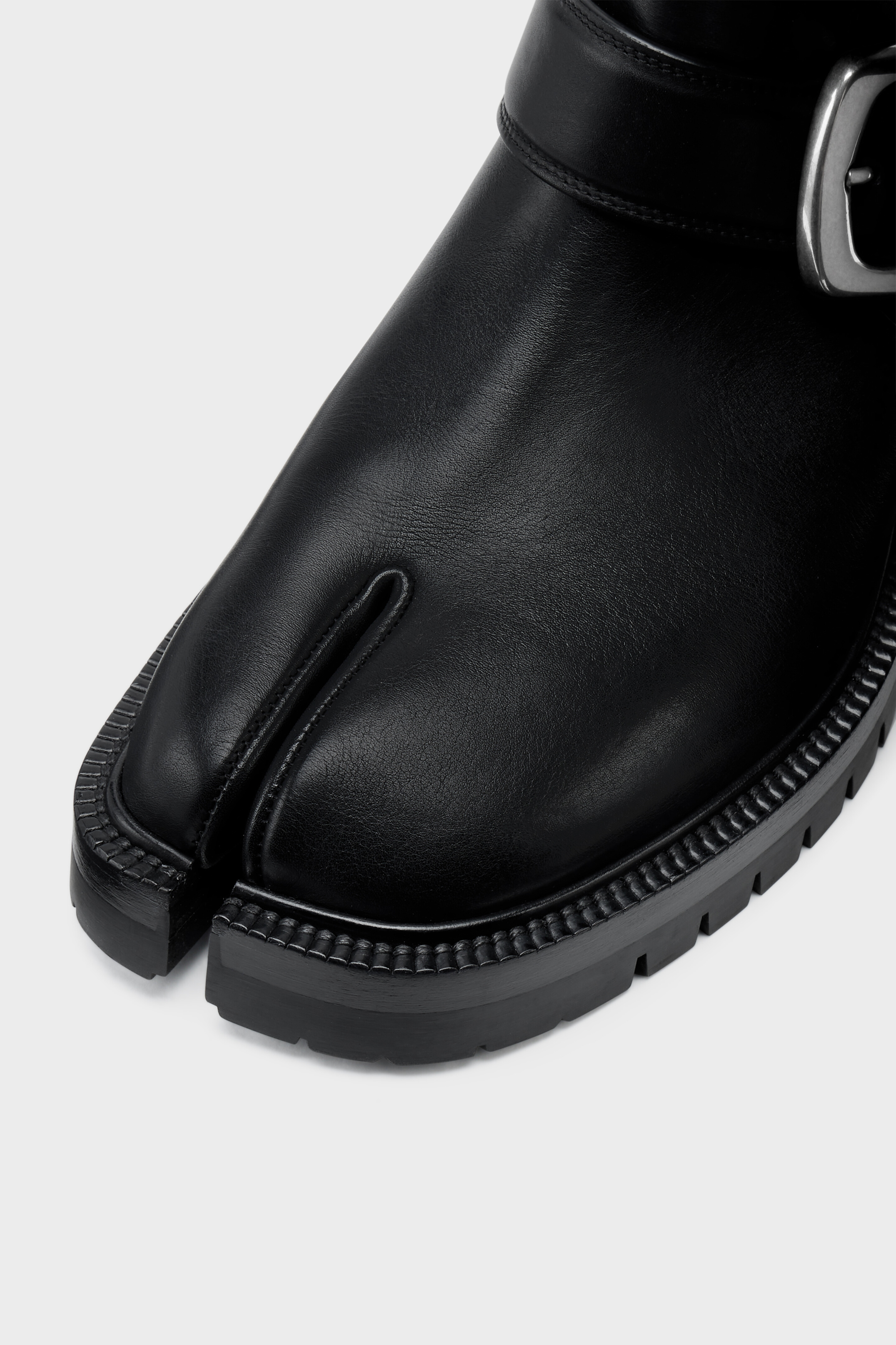 Men's Black Leather Tabi County Knee Boots | Maison Margiela