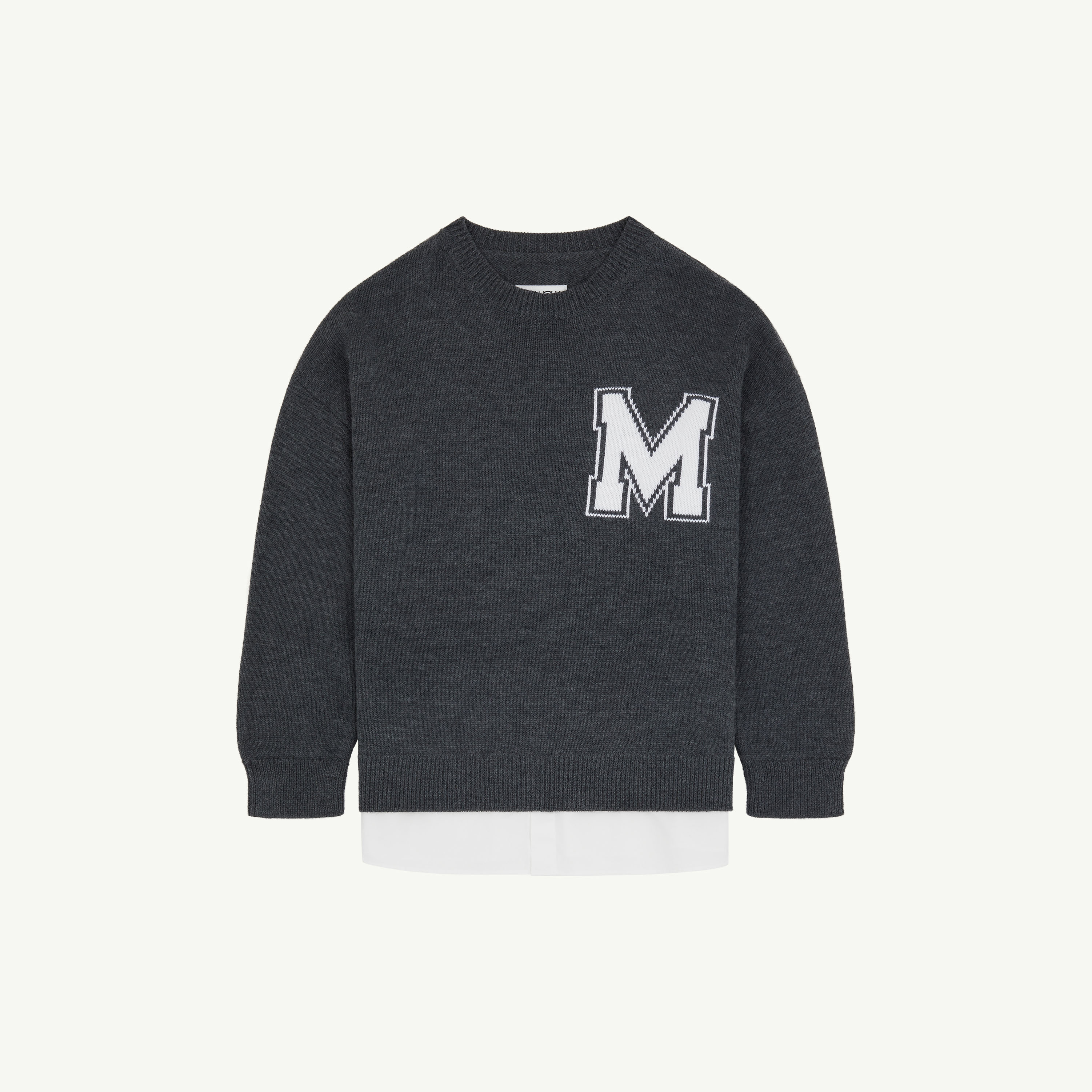 Gray Two-in-one varsity knit sweater | MM6 Official