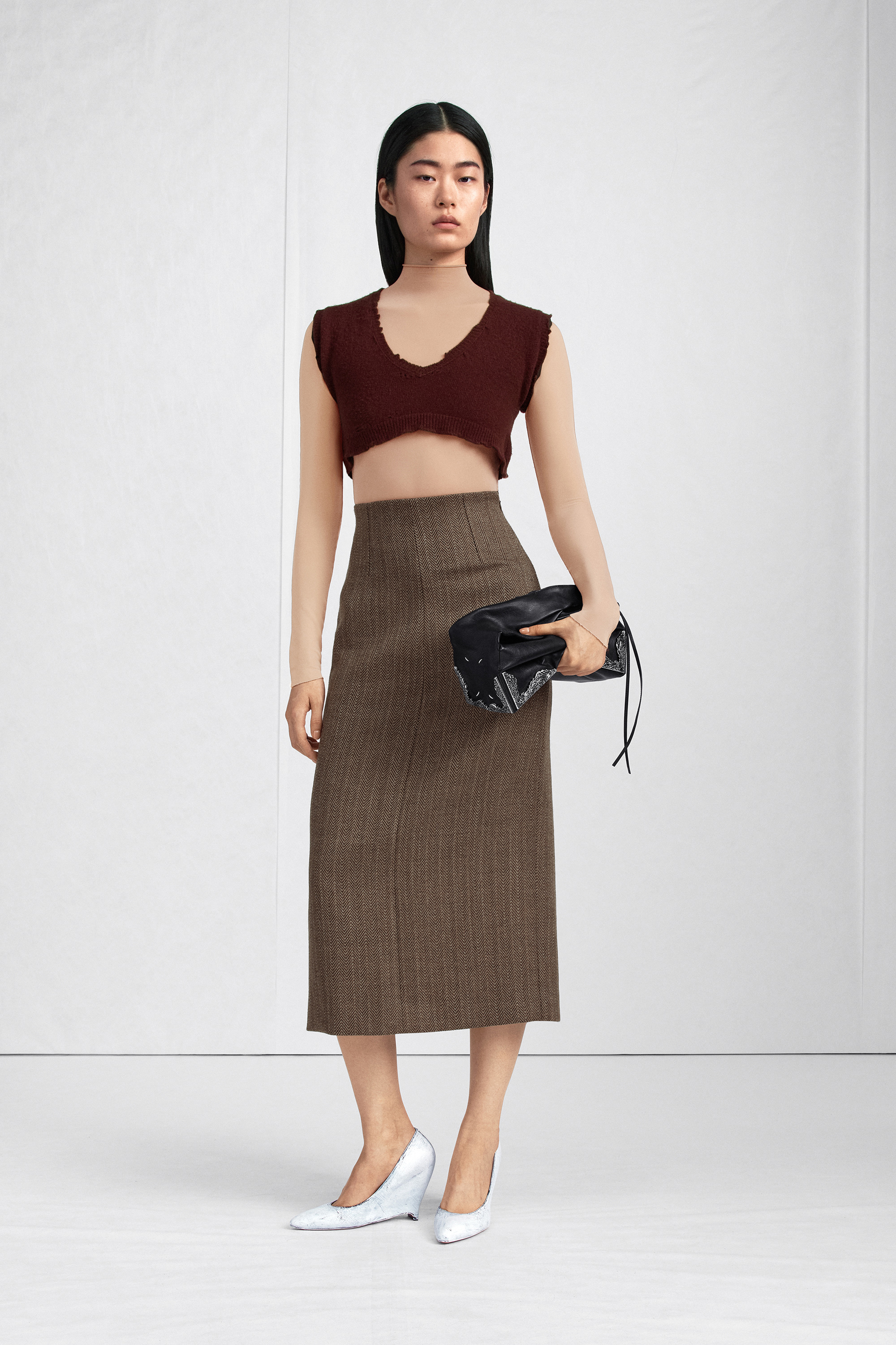 Bordeaux Lived-In Raw-Edge Knit Vest | Maison Margiela Official