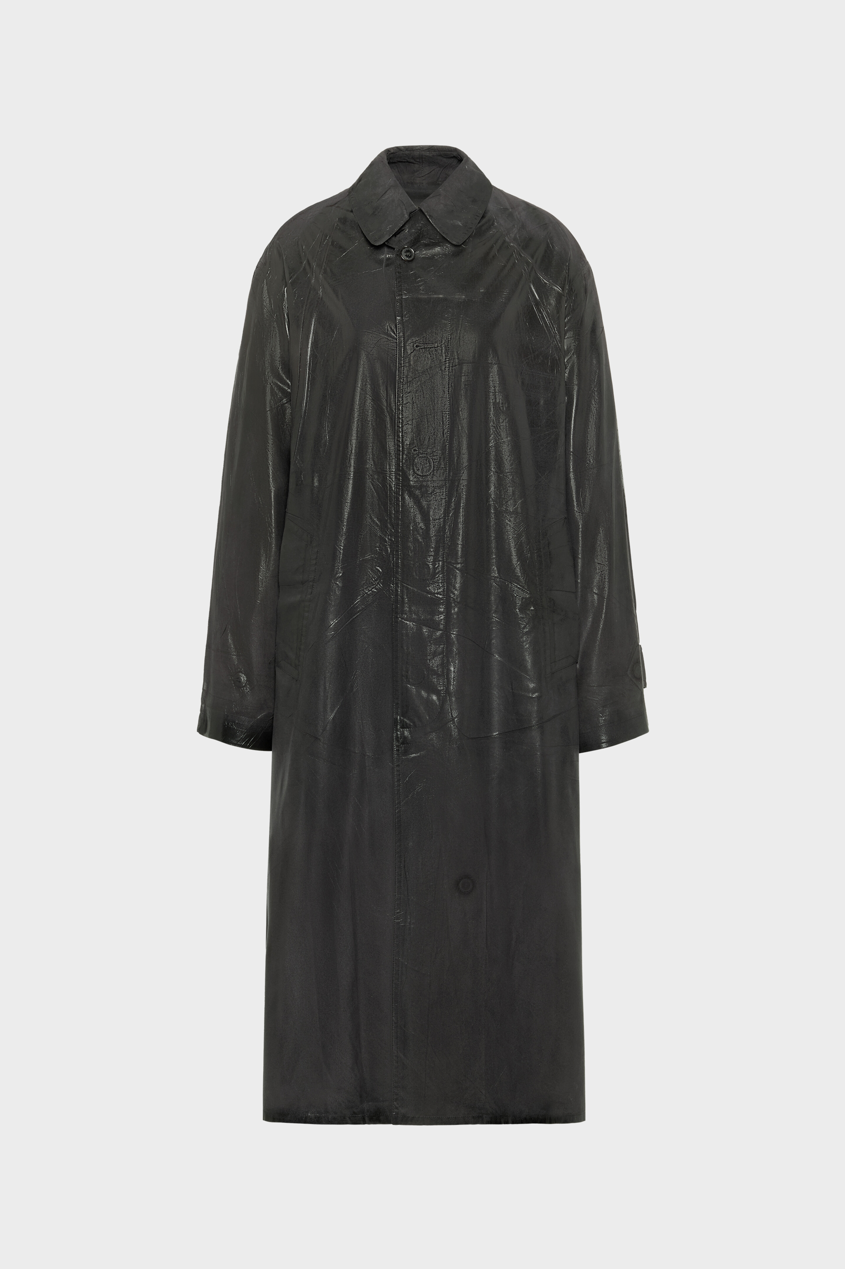 Foil-printed trench coat