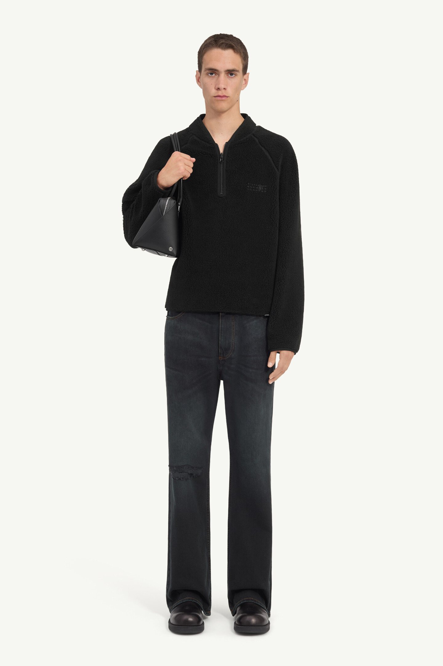 Black Reversible teddy fleece sweatshirt | MM6 Official