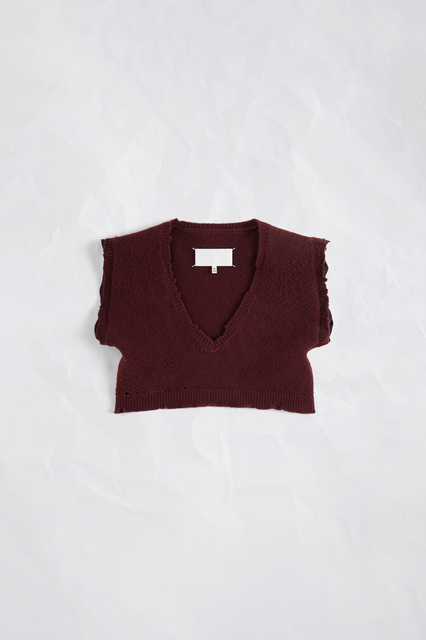 Bordeaux Lived-In Raw-Edge Knit Vest | Maison Margiela Official