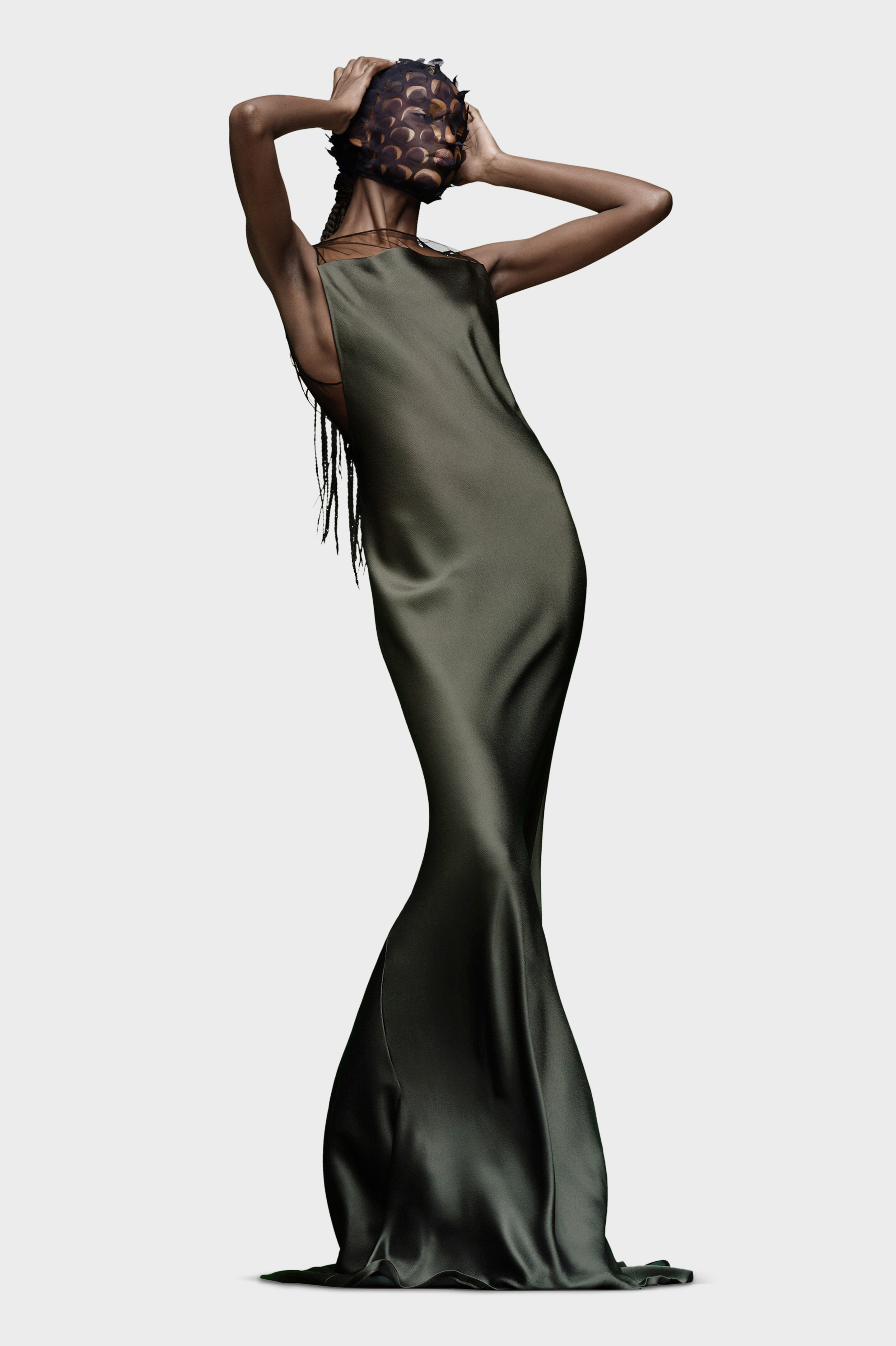 Green Satin Maxi Dress - Navy | Maison Margiela
