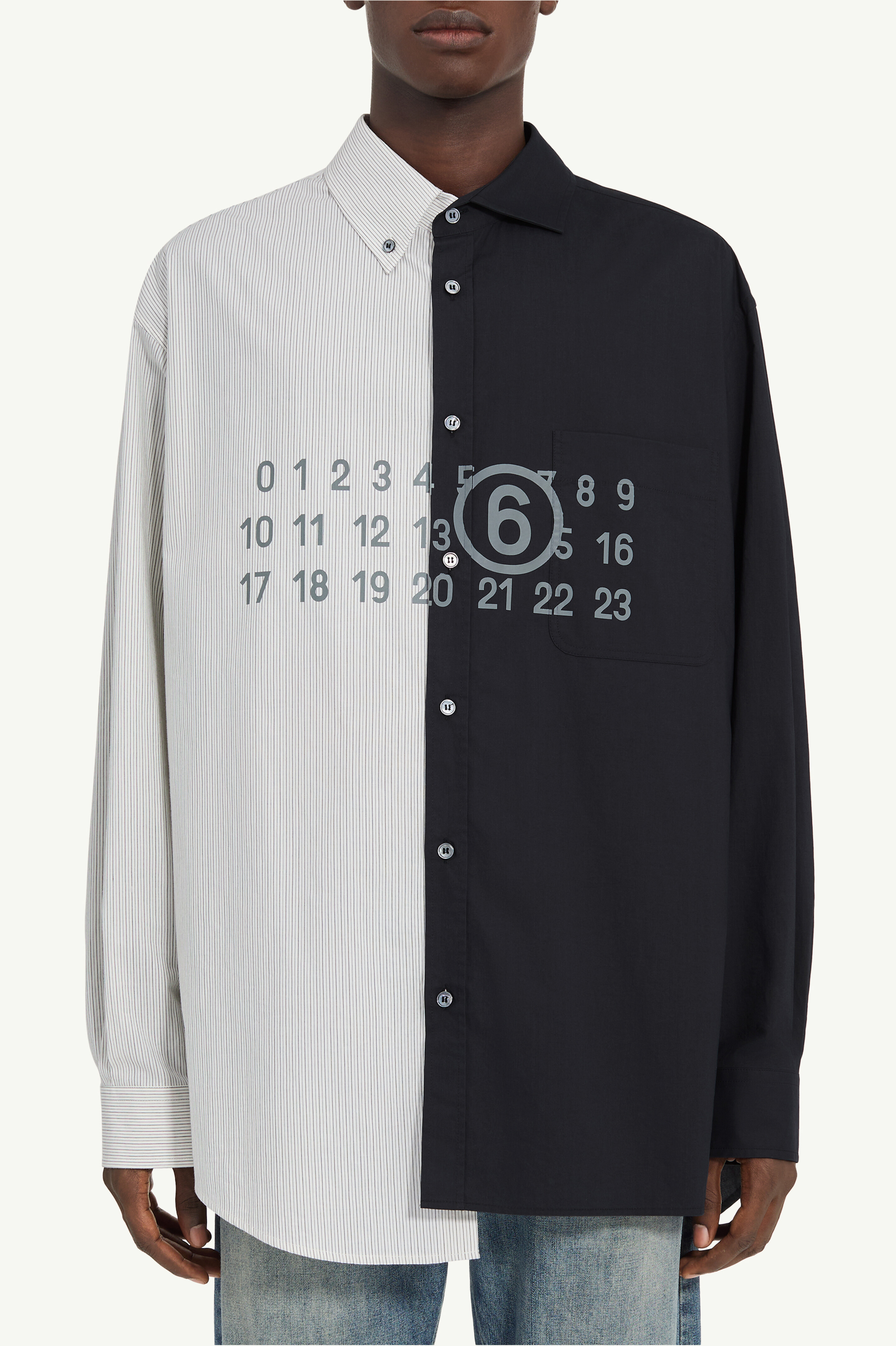 Black Two-tone cotton poplin shirt | MM6 Official