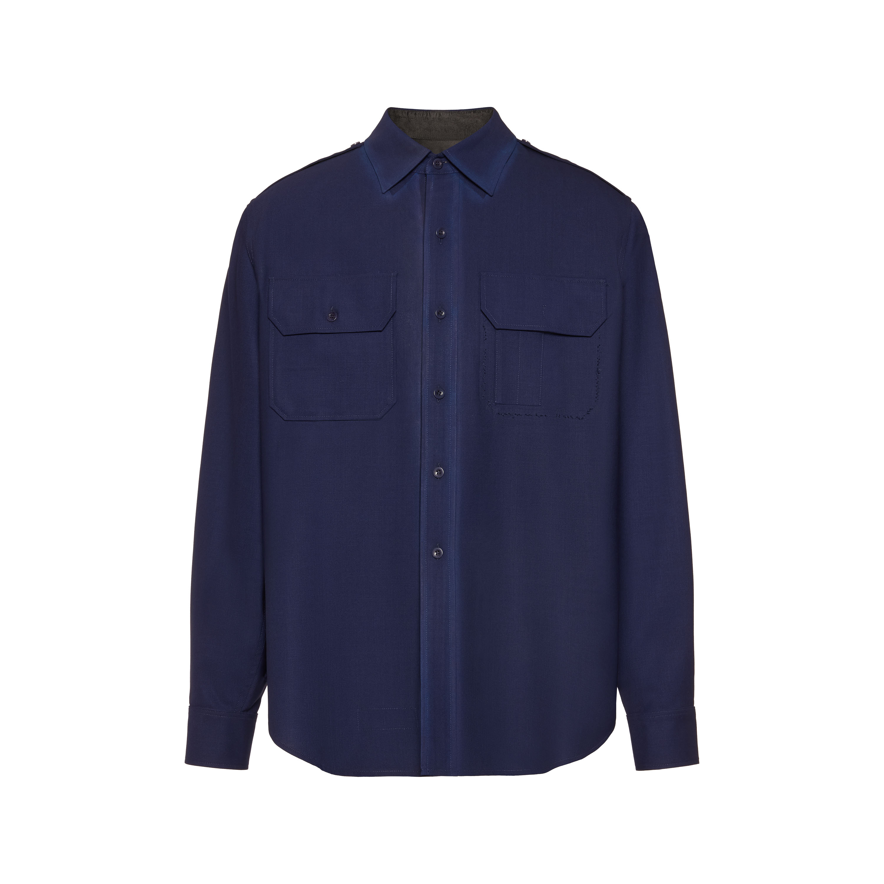 Men's Blue Wool Long-Sleeved Shirt | Maison Margiela