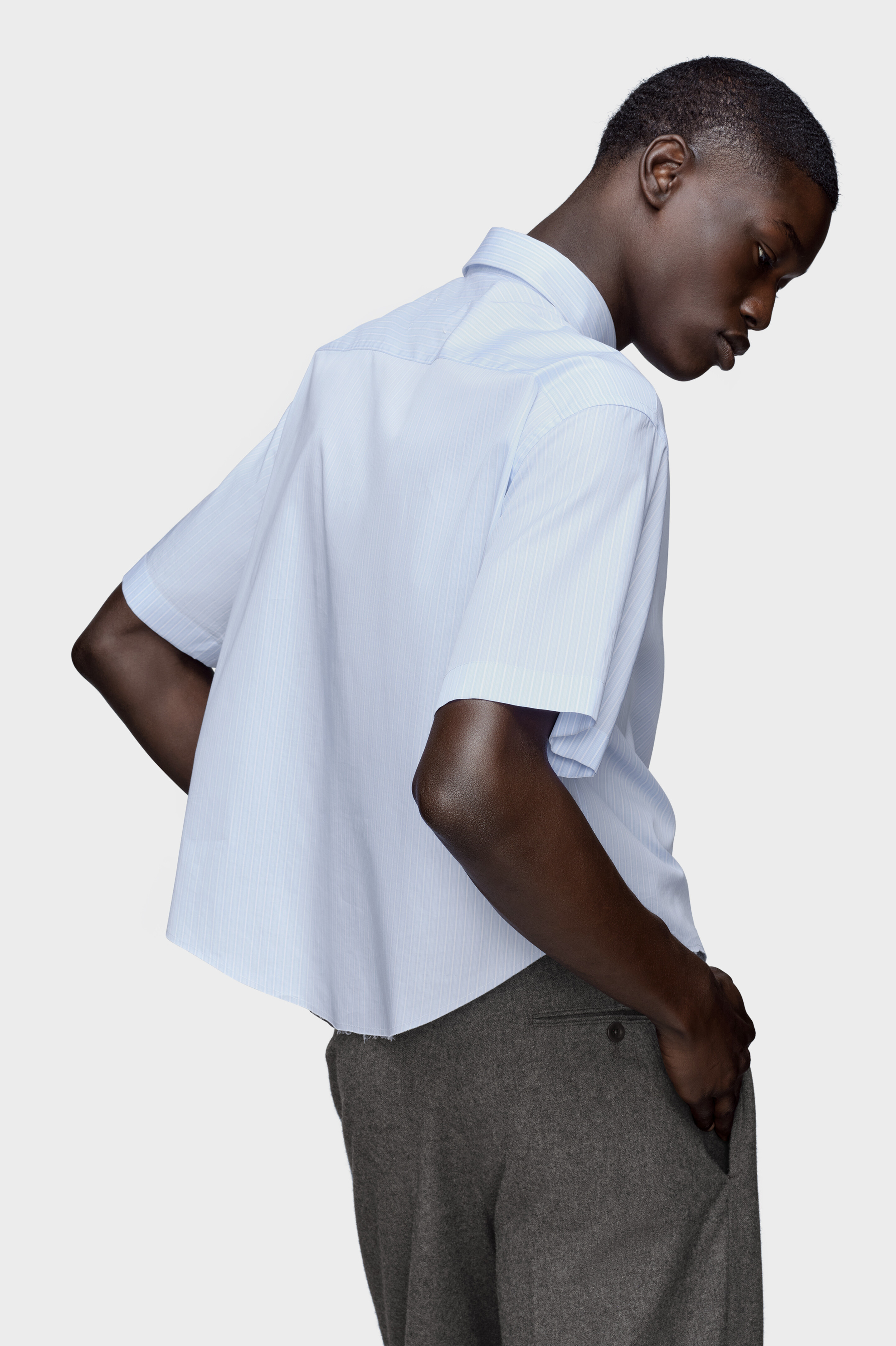 Maison Margiela メゾンマルジェラ　半袖シャツ Men's Blue Cotton Short-Sleeved Shirt | Maison Margiela